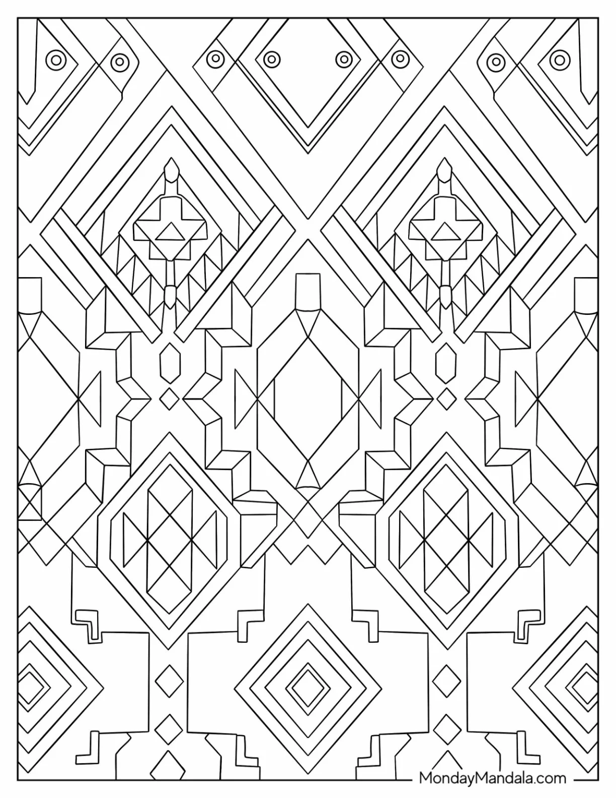 Interconnected Diamon Geometric Patterns Coloring Sheet coloring page