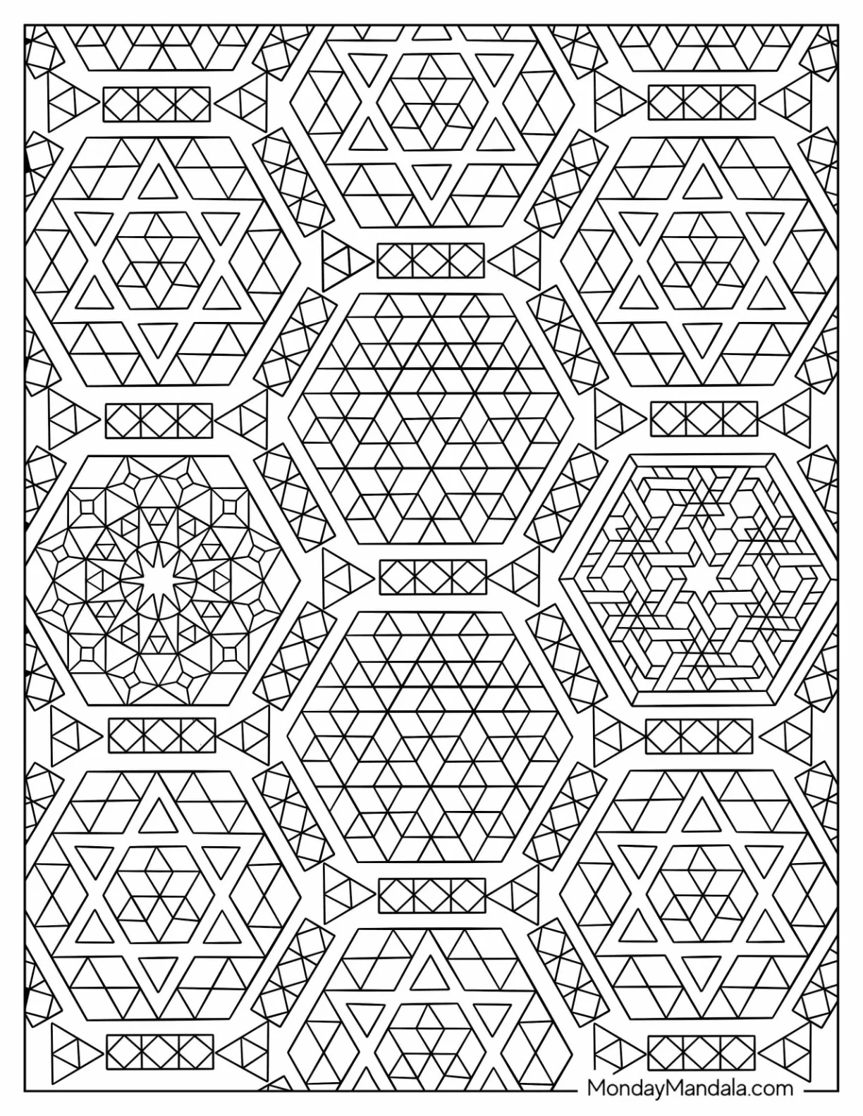 Intricate Geometric Hexagram Patterns coloring page