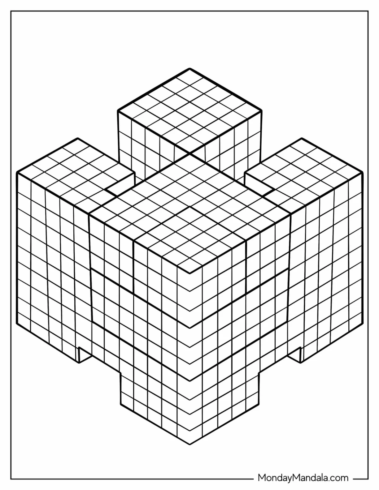 Isometric Cubes Coloring Sheet For Kids coloring page