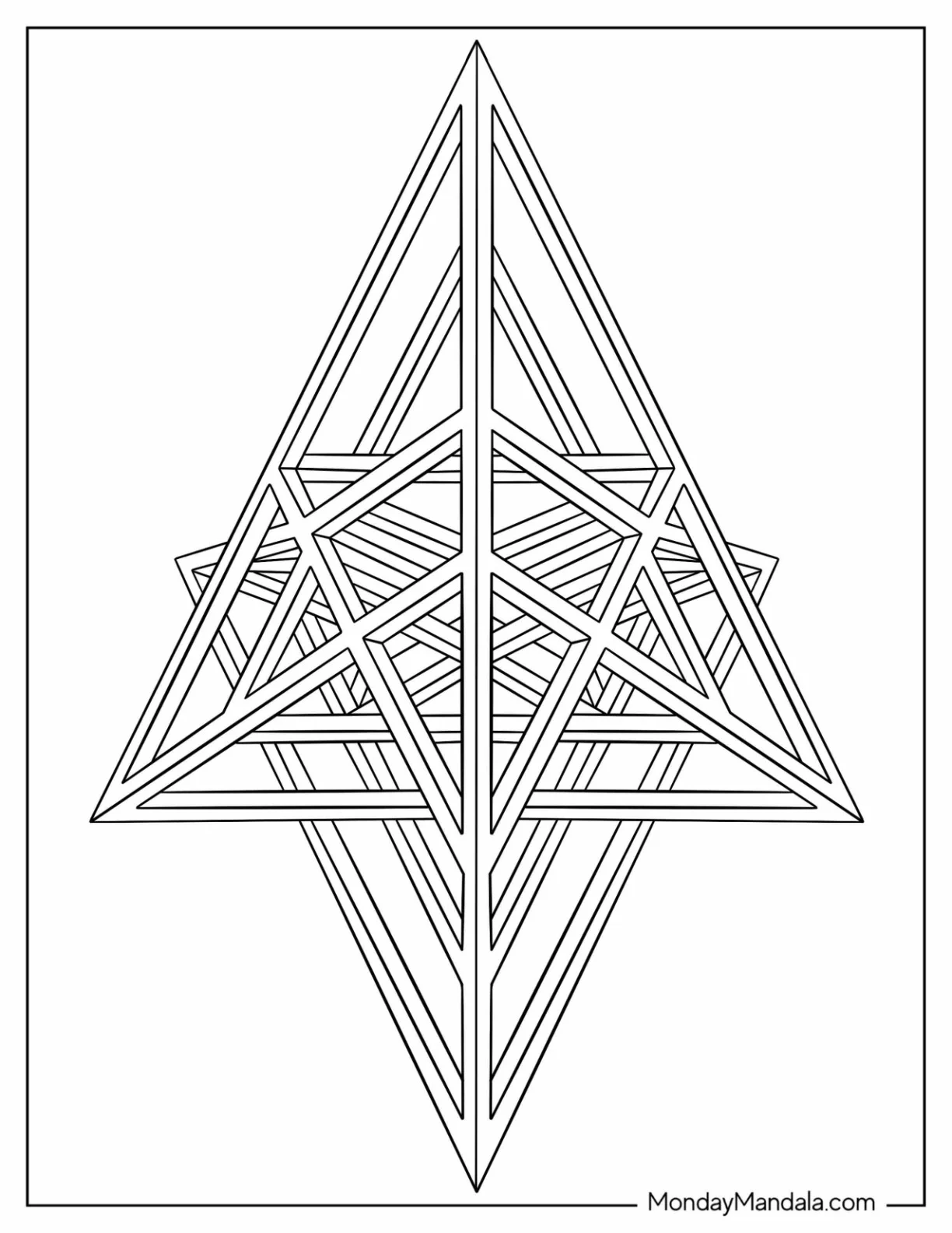 Layered Inverted Triangles Geometric Coloring Page coloring page