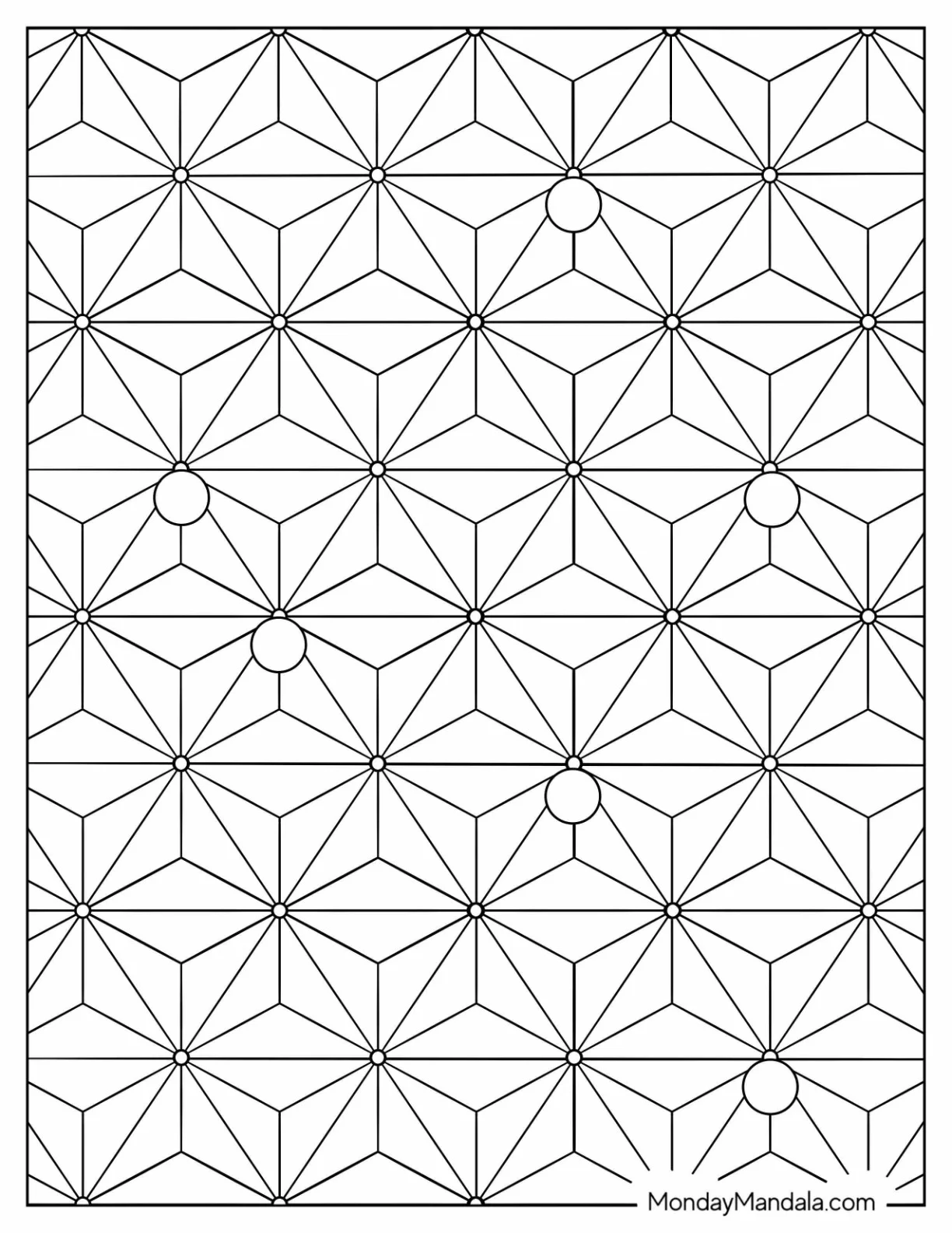 Layered Isometric Cubes With Circles Coloring Page coloring page
