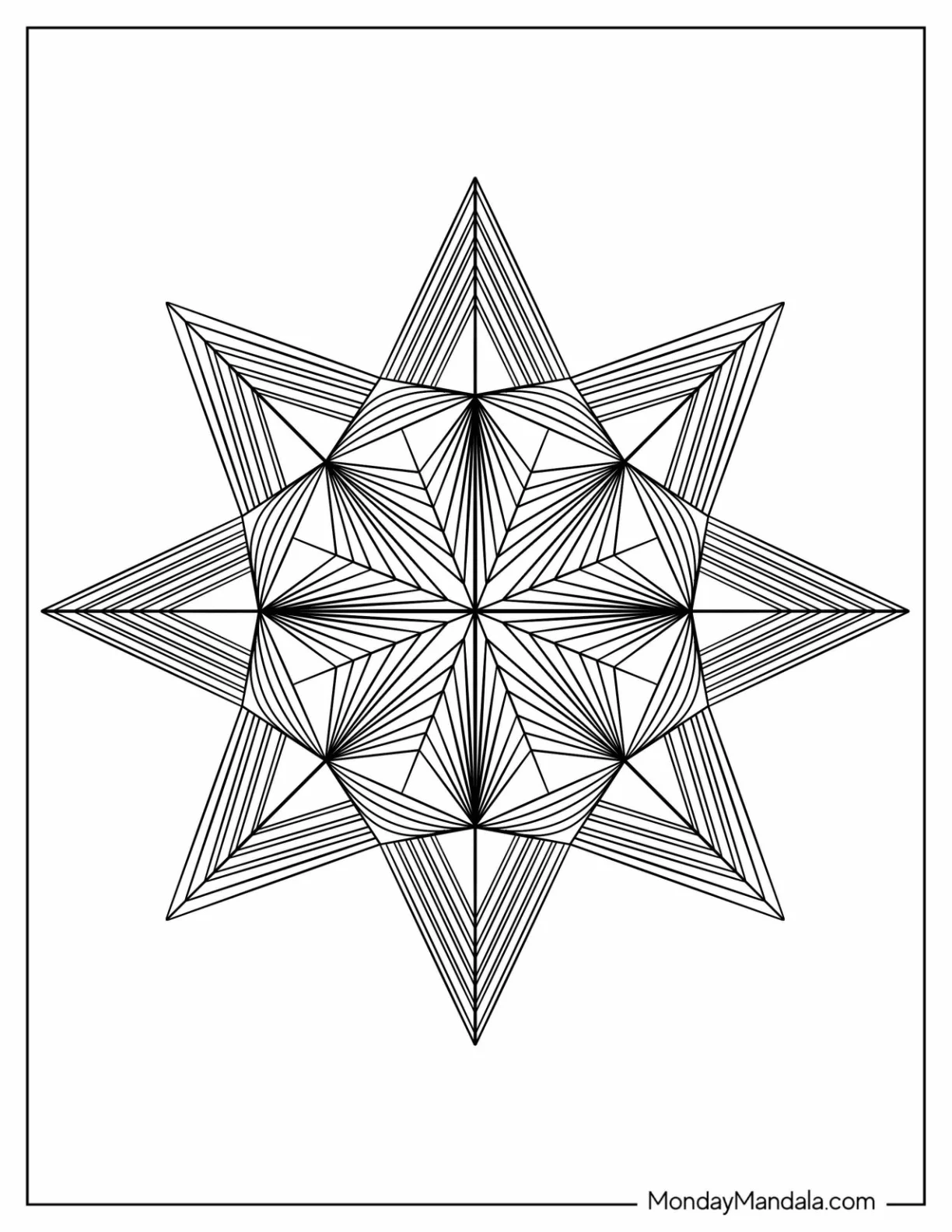 Lined 3D Star Geometric Coloring Page coloring page