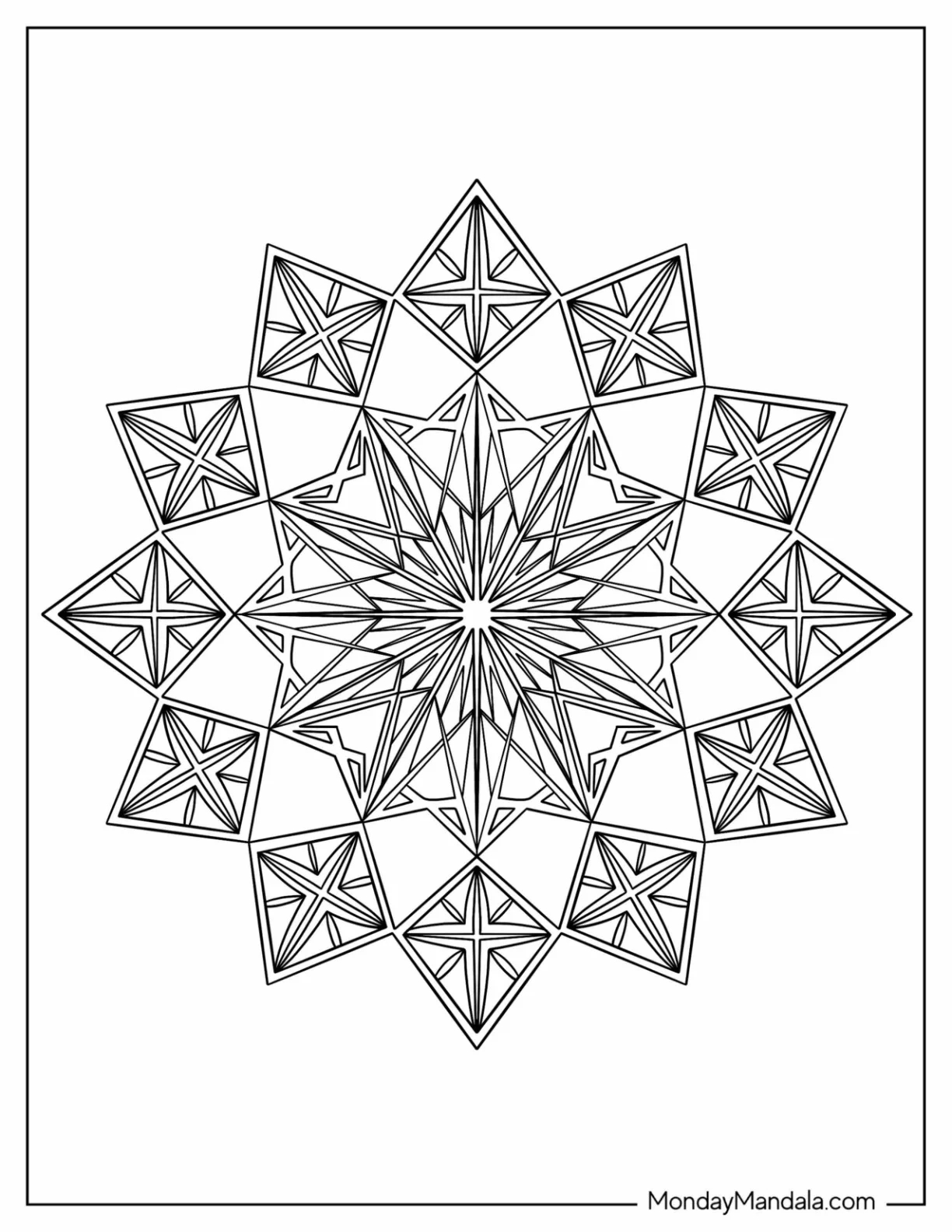 Star With Intricate Geometric Design Coloring Sheet coloring page