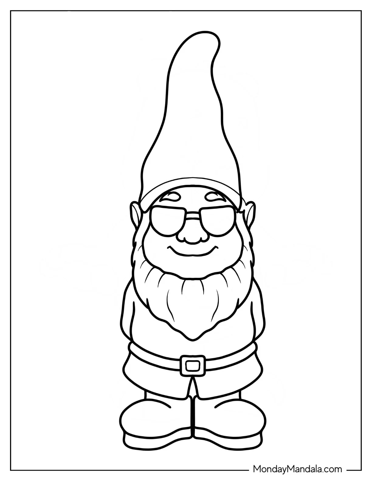 Cool Gnome Coloring Page Wearing Sunglasses coloring page