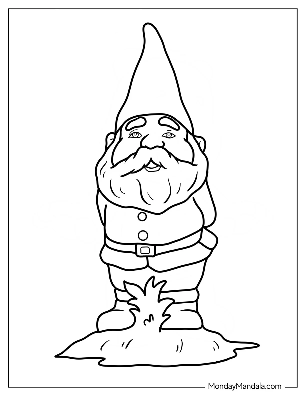 Easy Garden Gnome Coloring Page For Kids coloring page