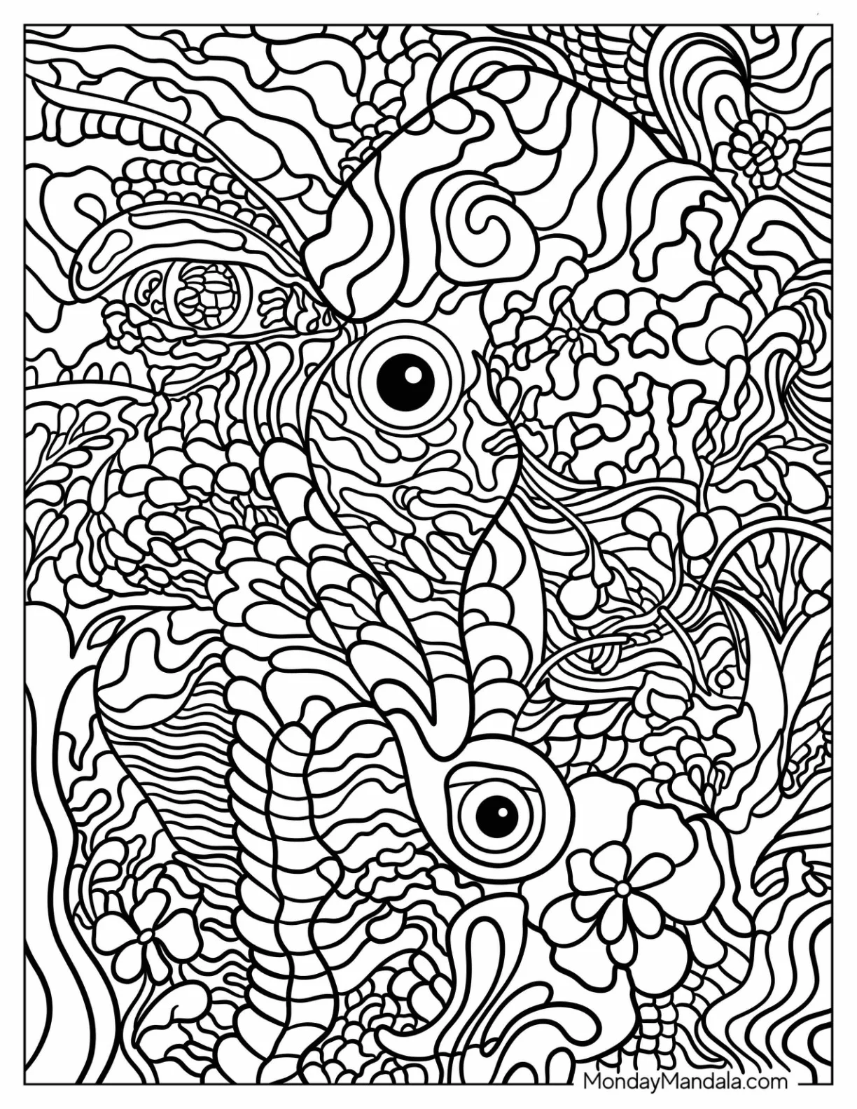 Full Page Hippie Coloring Page Of Mandala coloring page — printable line art