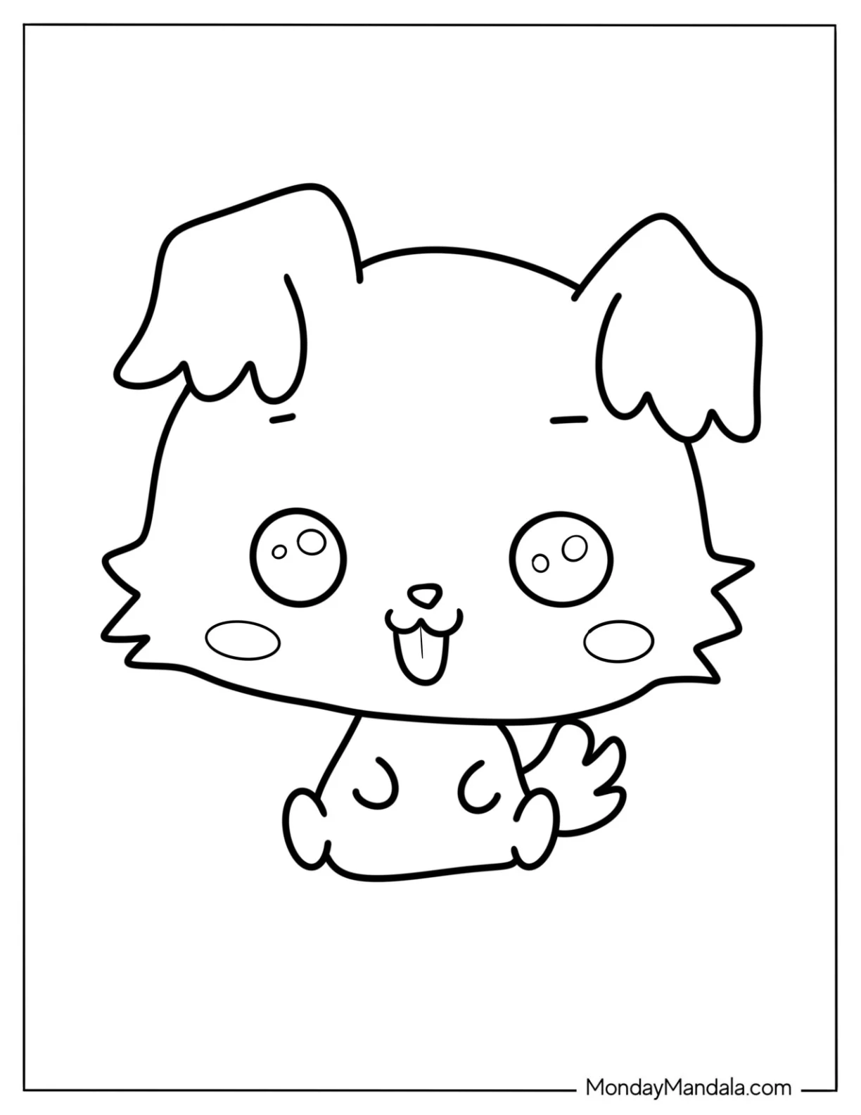Adorable Puppy With Tongue Out Coloring Page For Preschoolers coloring page — printable line art