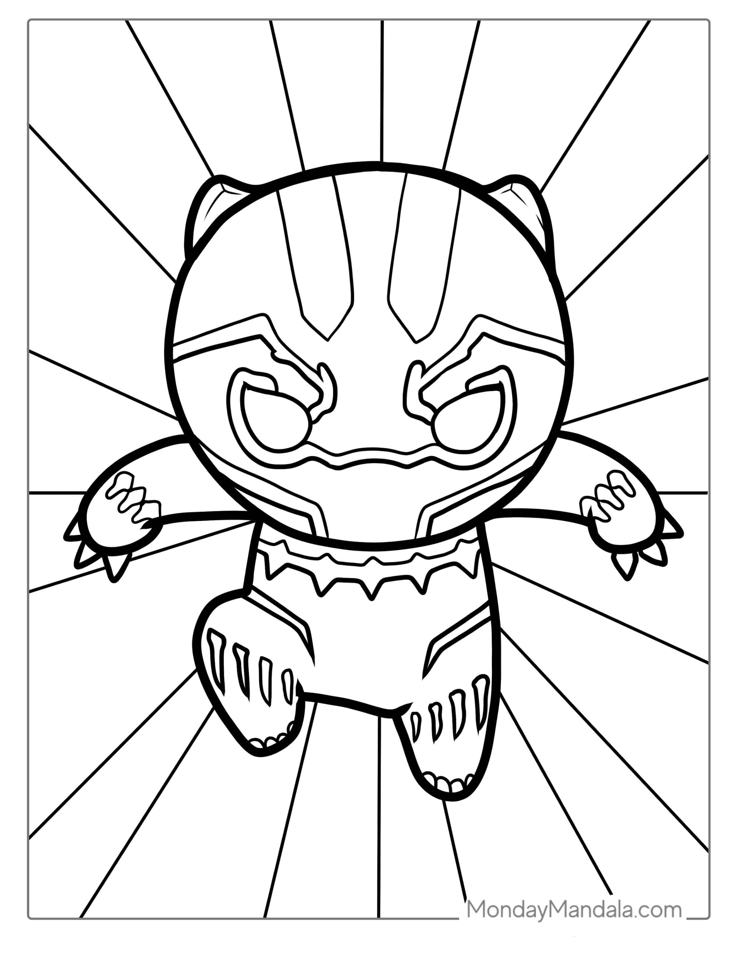 Cute Kawaii Black Panther For Kids coloring page
