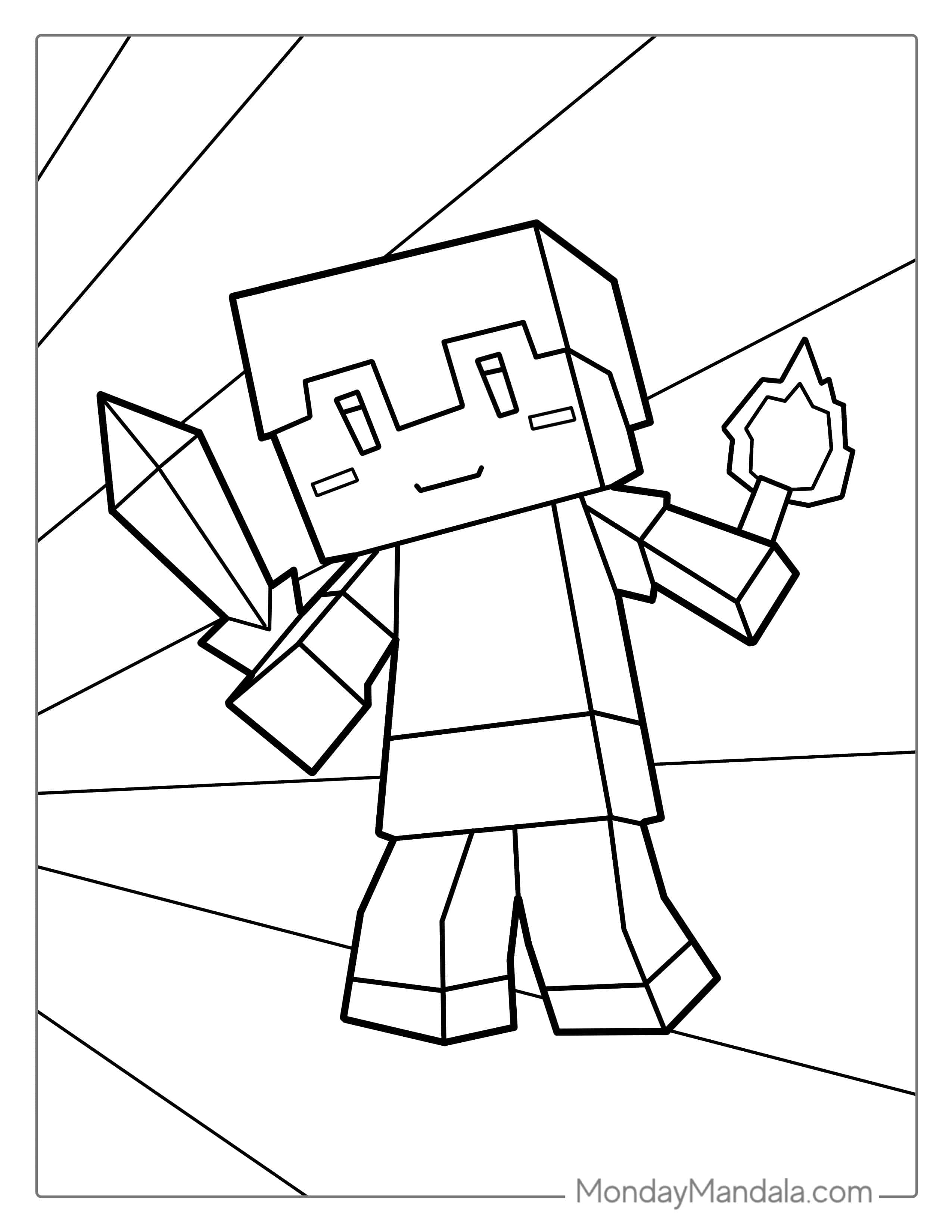 Cute Kawaii Minecraft Coloring For Preschoolers coloring page