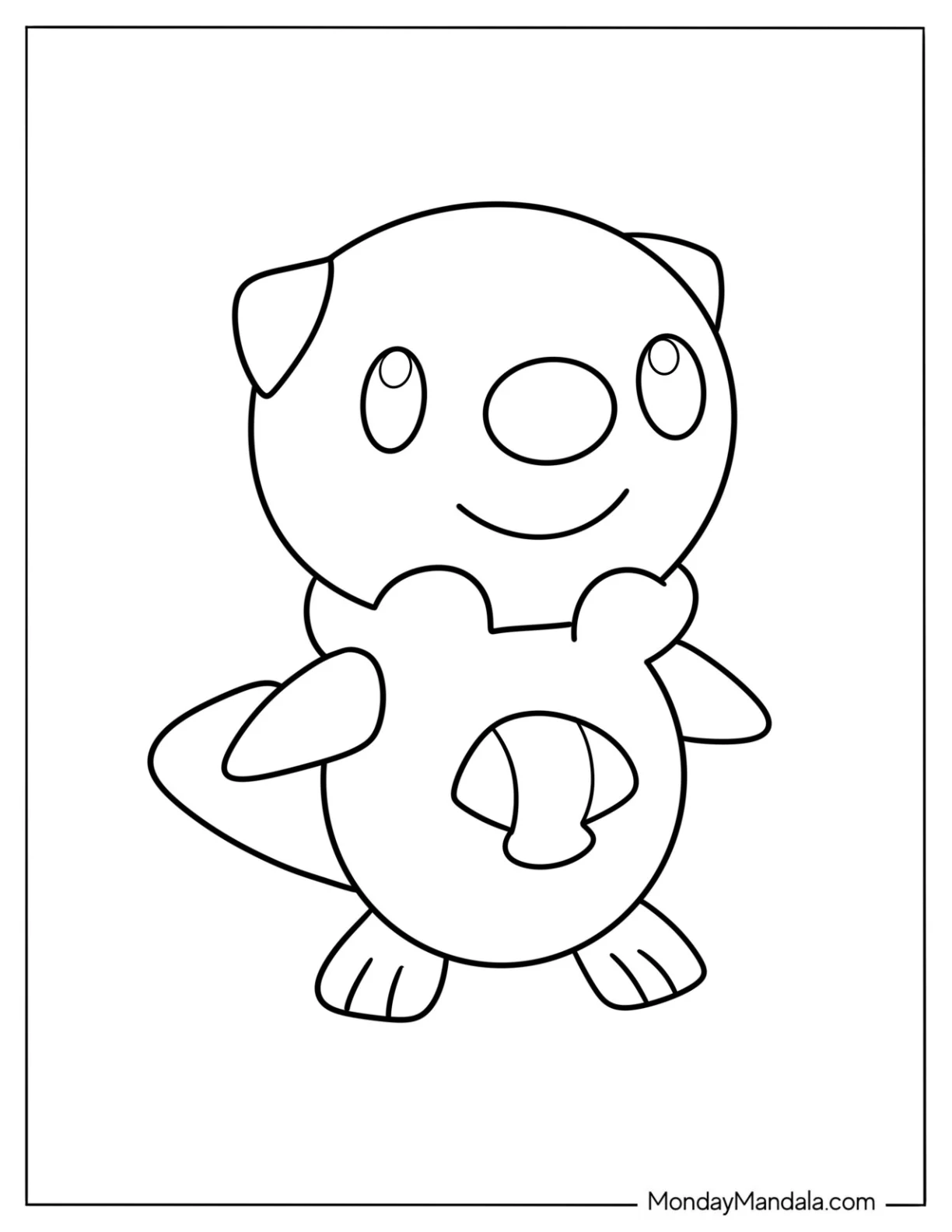 Easy Kawaii Otter Coloring Page For Kids coloring page