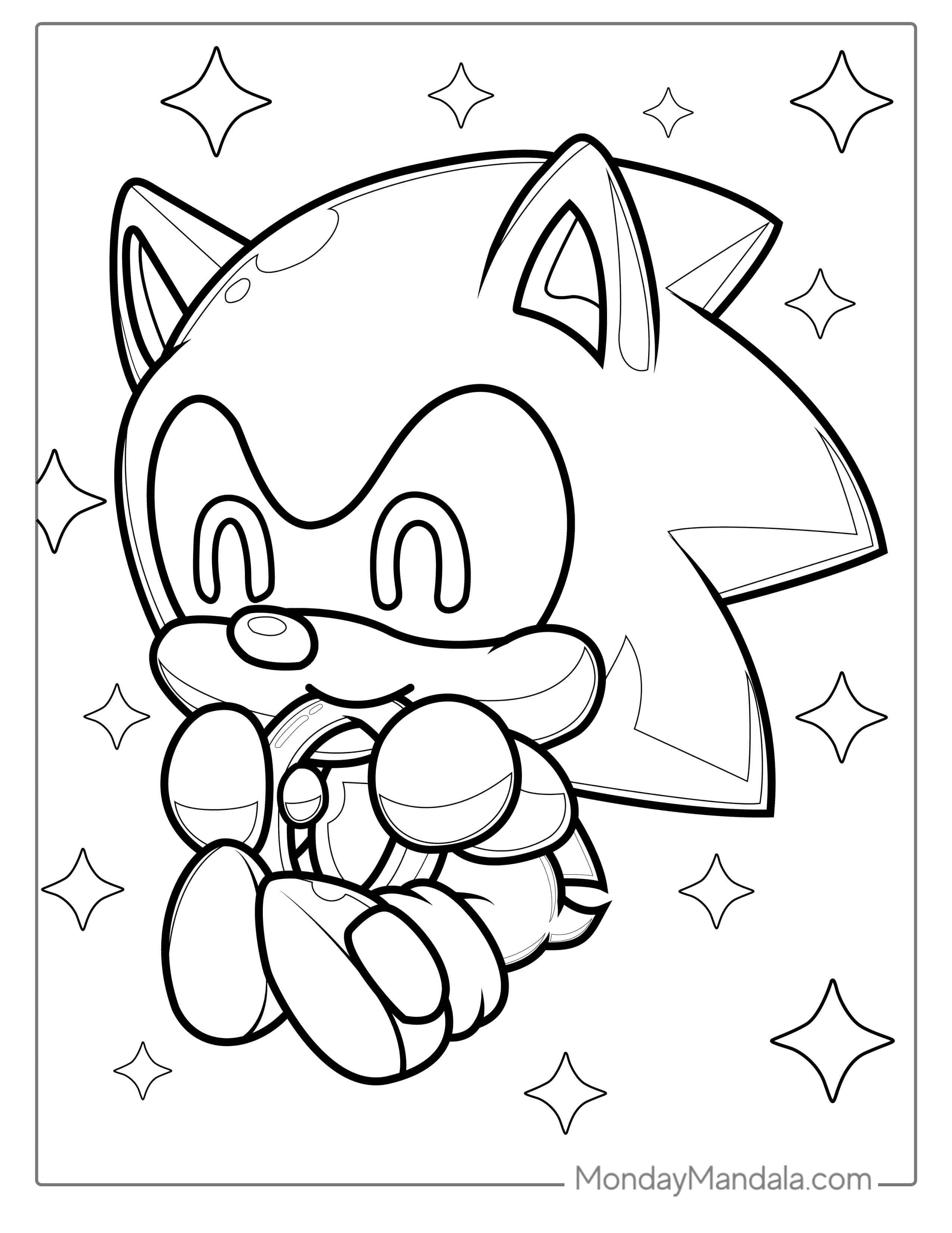 Kawaii Baby Sonic Coloring Page For Kids coloring page