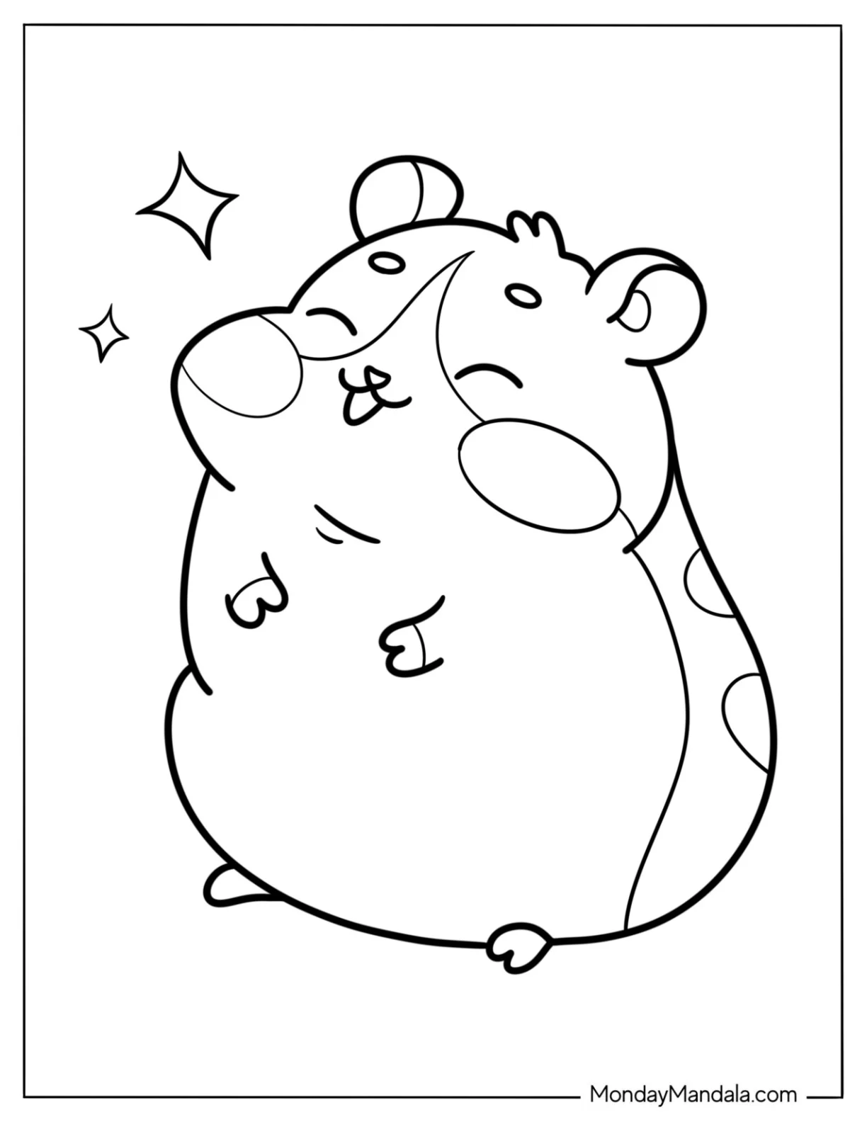 Kawaii Chubby Hamster Coloring Sheet coloring page — printable line art