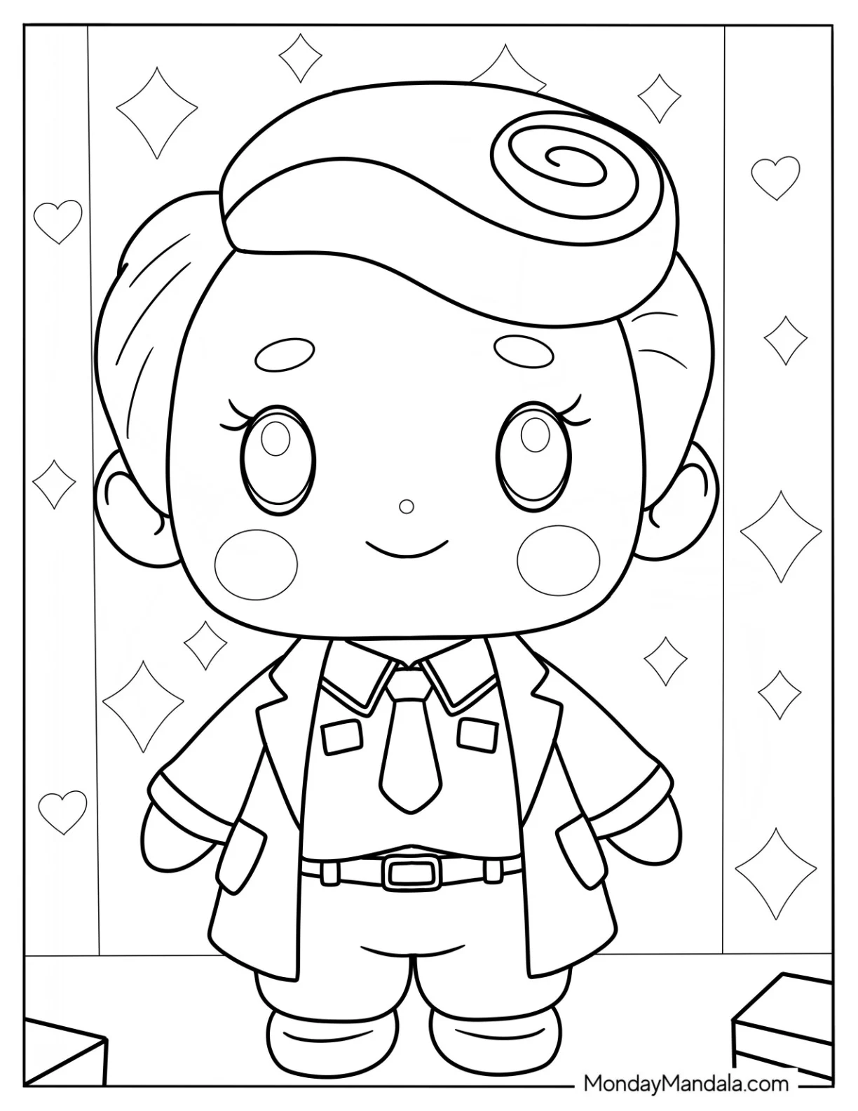 Kawaii Doctor With A Coat Coloring Page For Kids coloring page