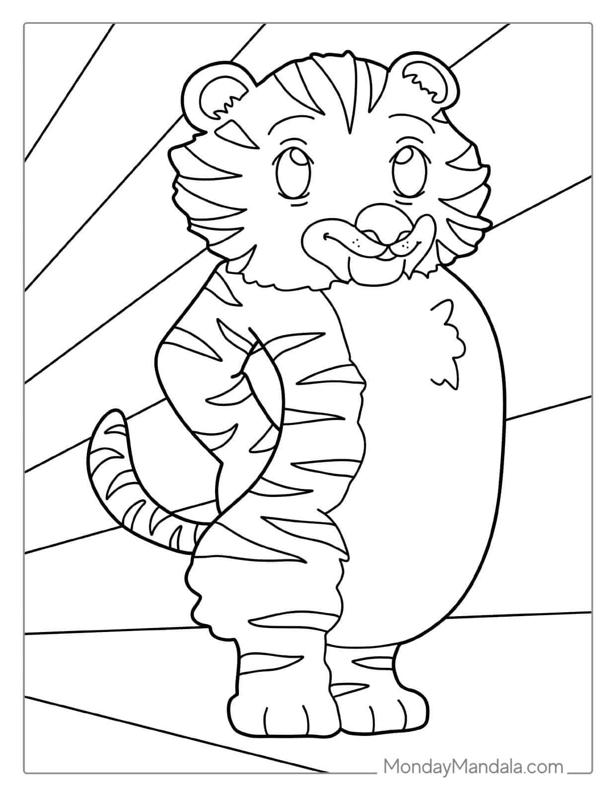 Kawaii Tiger To Color coloring page — printable line art