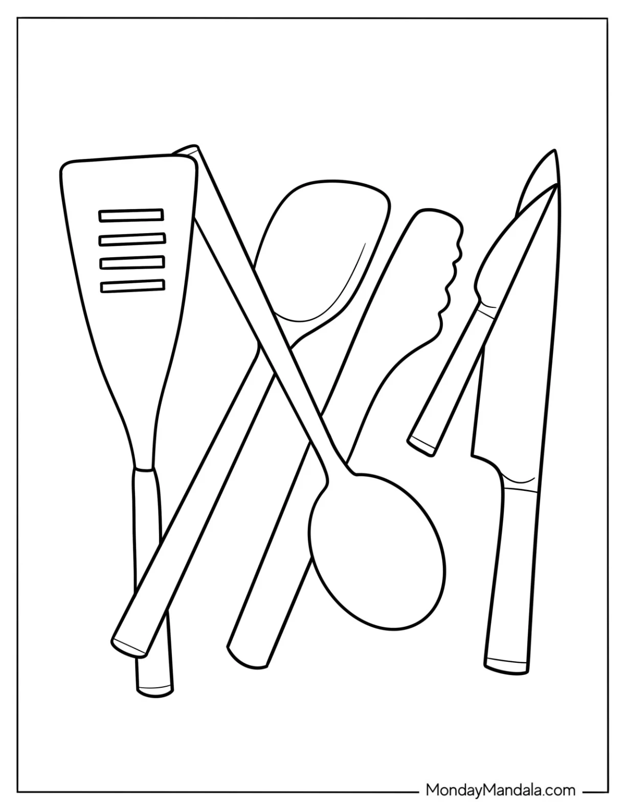 Kitchen Coloring Page Of  Easy Kitchen Utensils For Kids coloring page