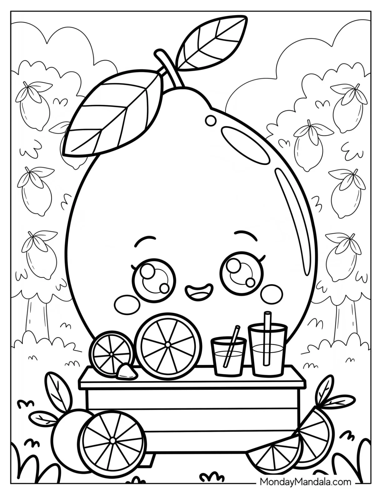 Pretty Lemon Coloring Page Running a Lemon Stand for Preschoolers coloring page