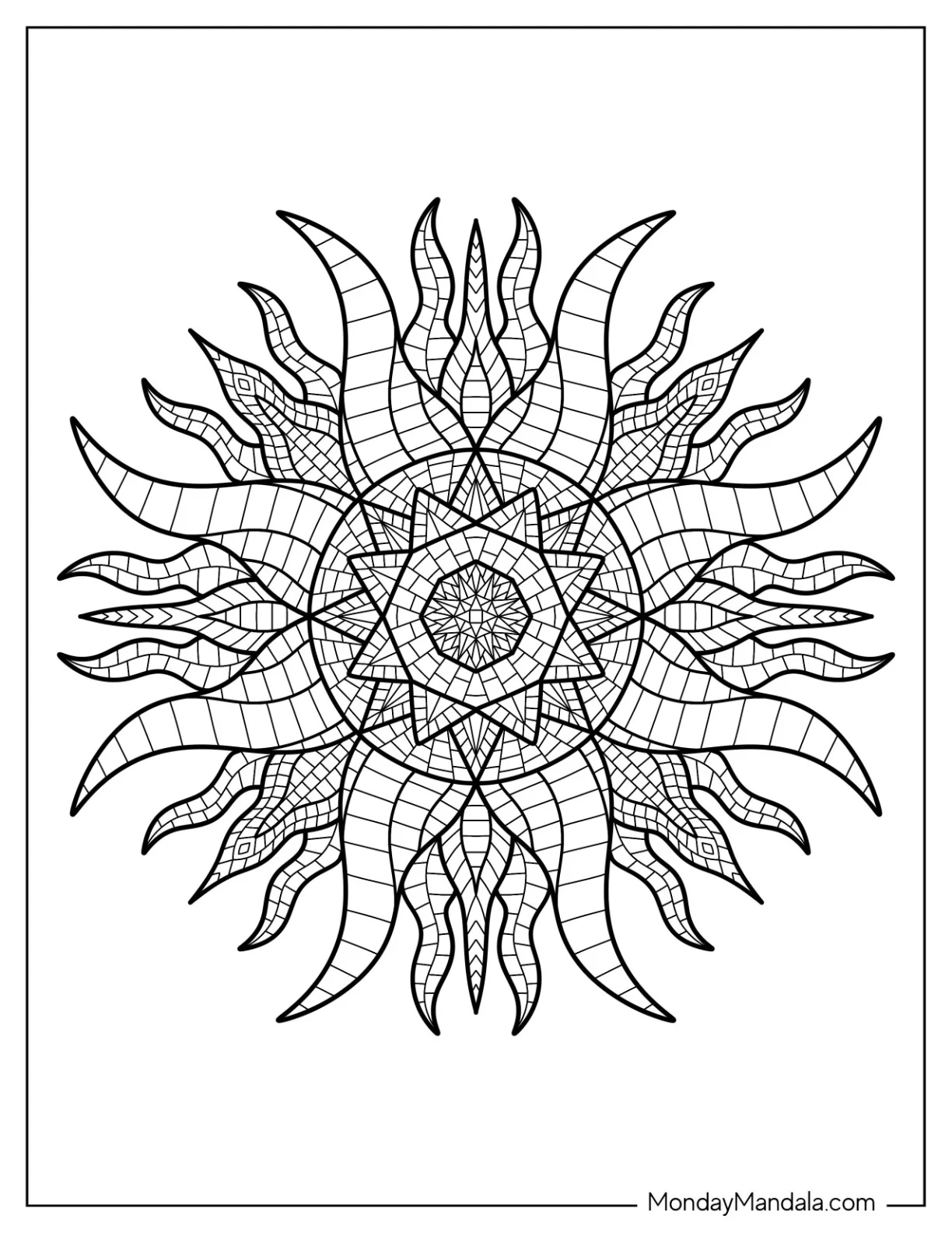 Sun Mandala Mosaic Coloring Page coloring page