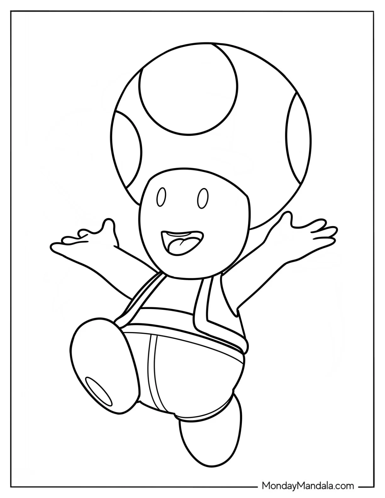 Mushroom Coloring Page Of Happy Toad Dancing Coloring Page For Kids coloring page