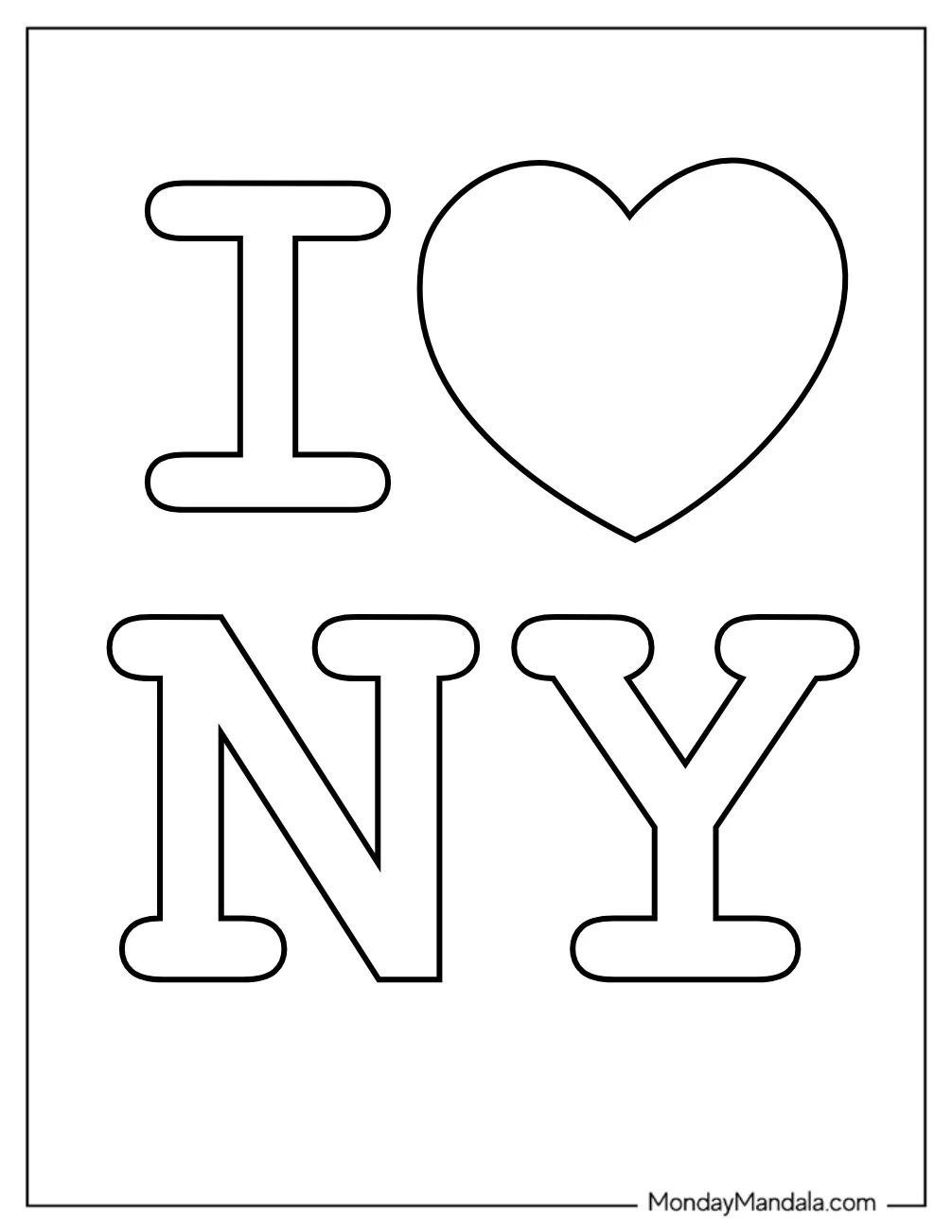 I Love New York Coloring Page For Kids coloring page