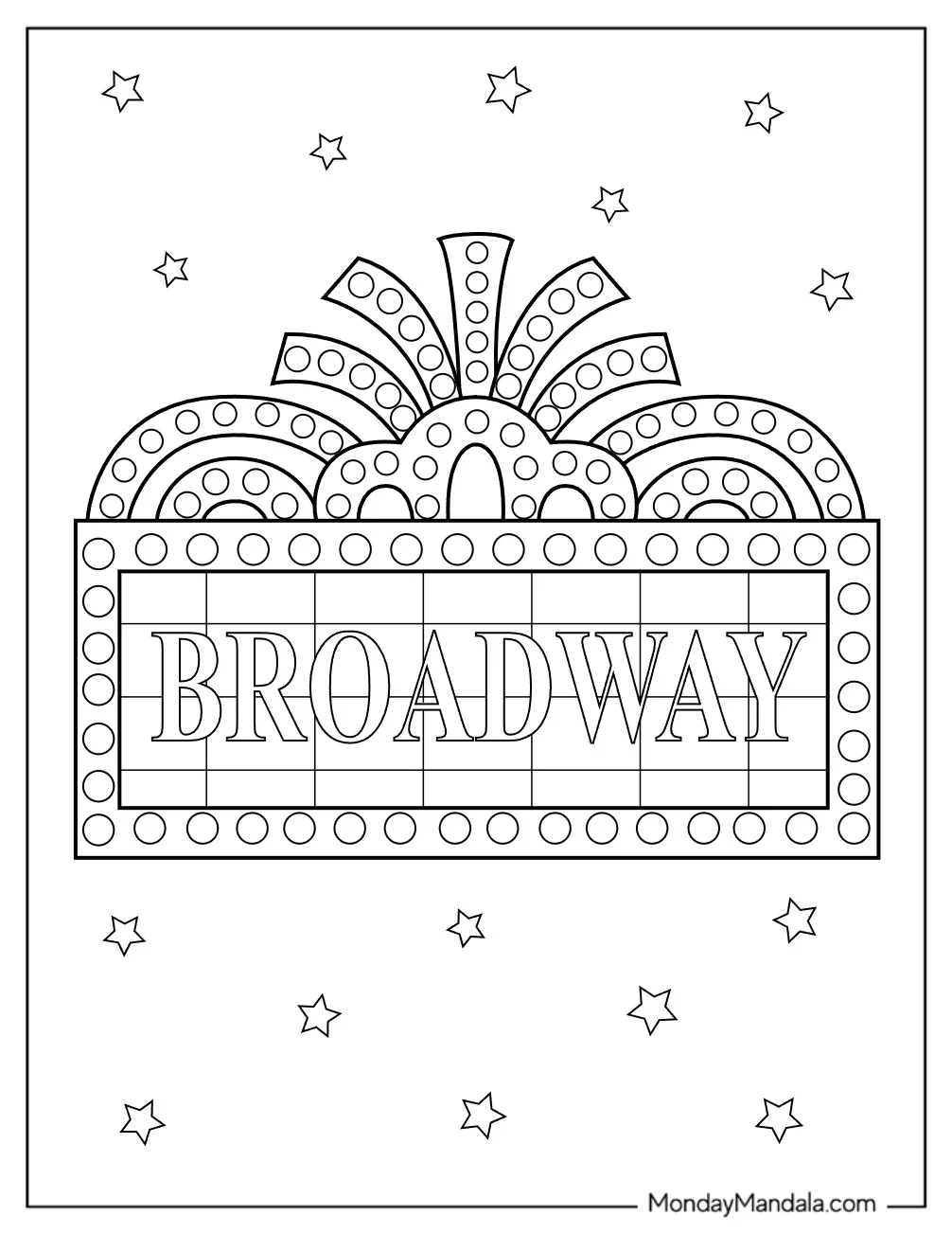 New York Coloring Page Of Broadway Marquee Sign coloring page
