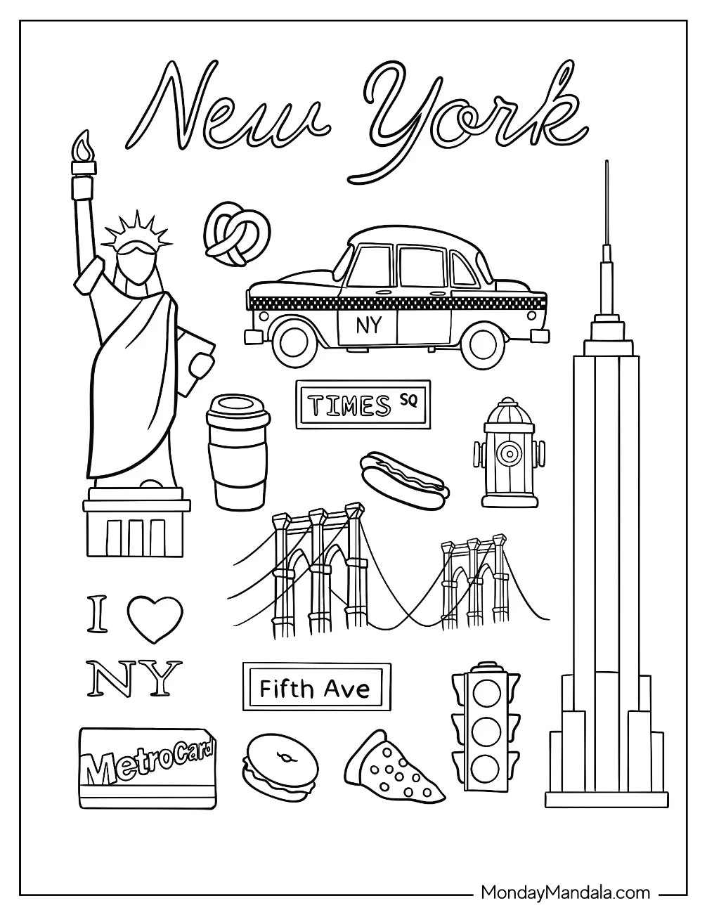 New York Coloring Page Of Elements coloring page