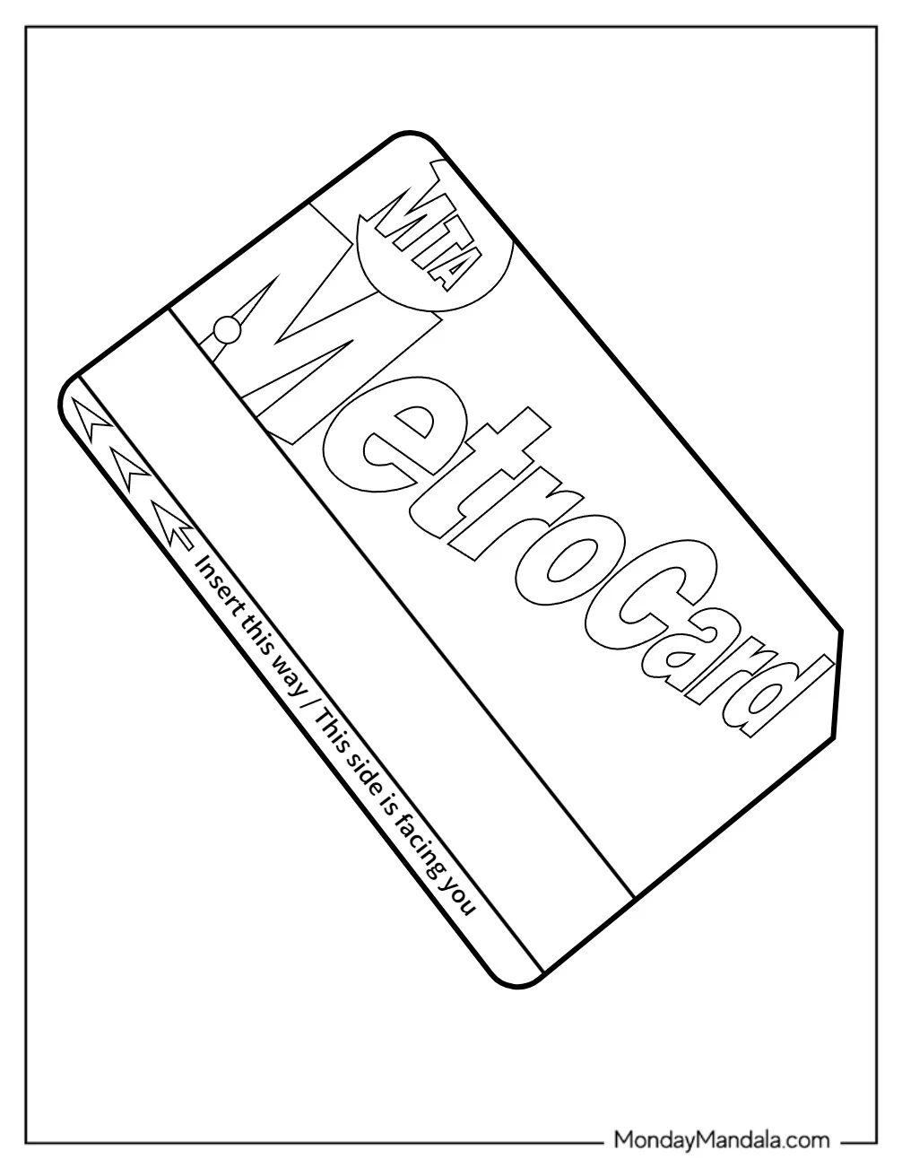 New York Coloring Page Of Metrocard Outline For Kids coloring page