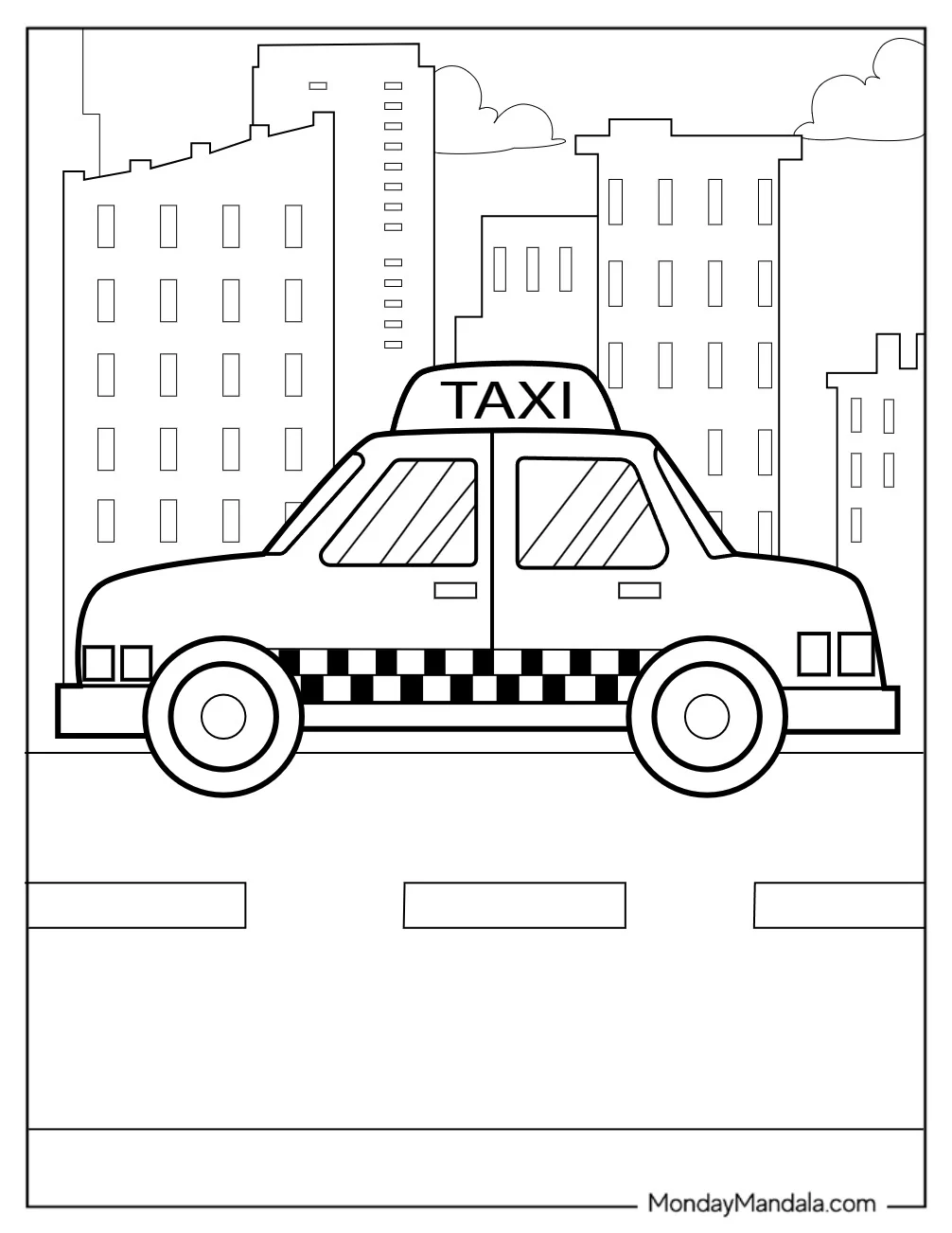 New York Coloring Page Of Taxi For Preschoolers coloring page