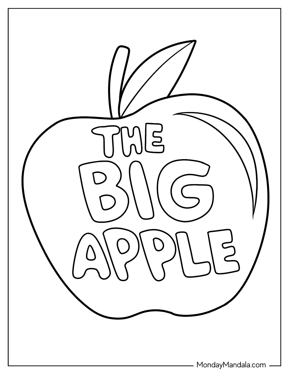 New York Coloring Page Of The Big Apple For Preschoolers coloring page