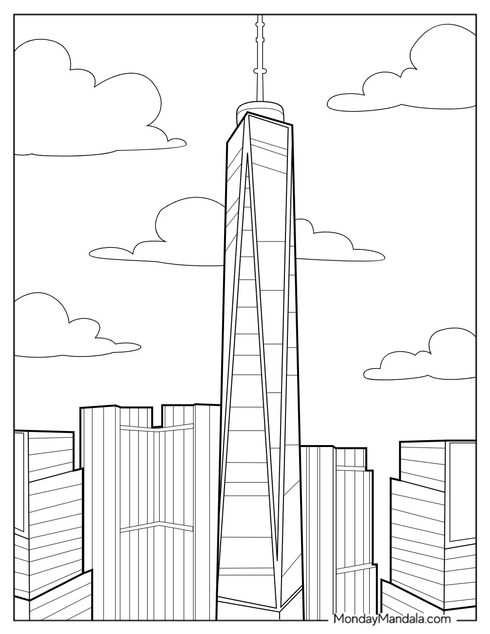 One World Trade Center New York Coloring Page For Kids coloring page