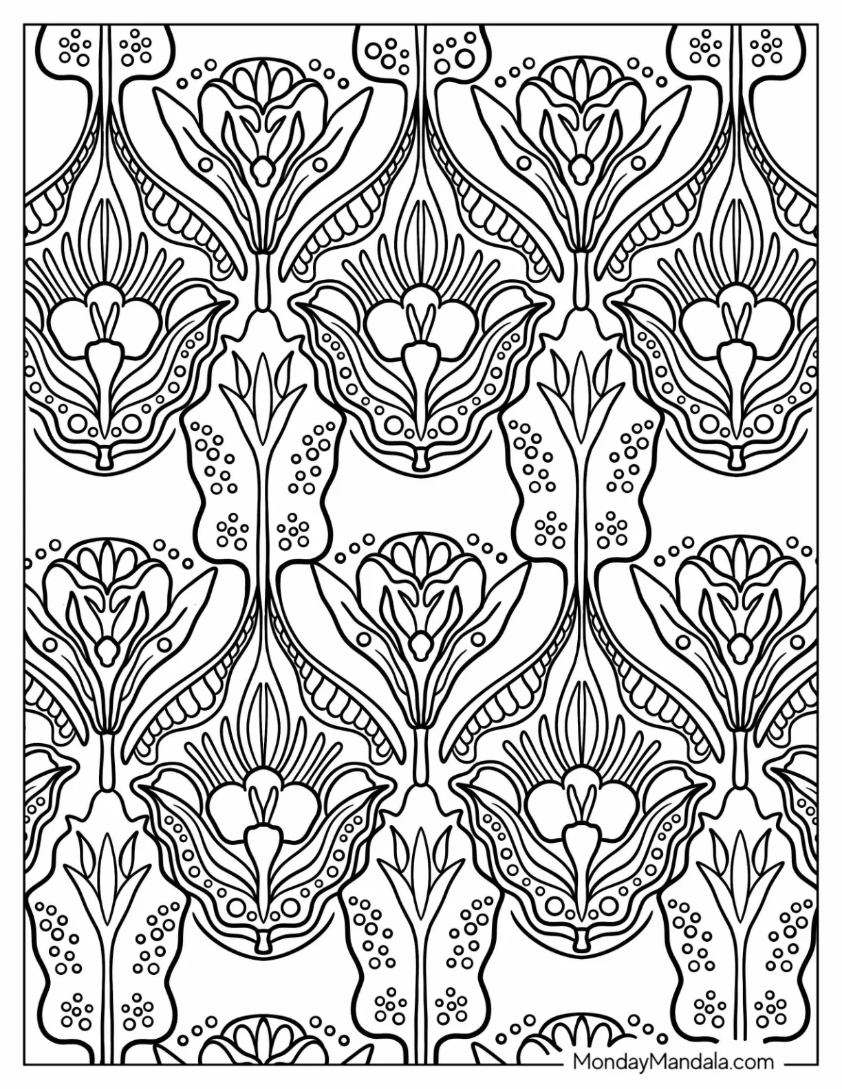 Circles And Flowers Pattern Coloring Page coloring page