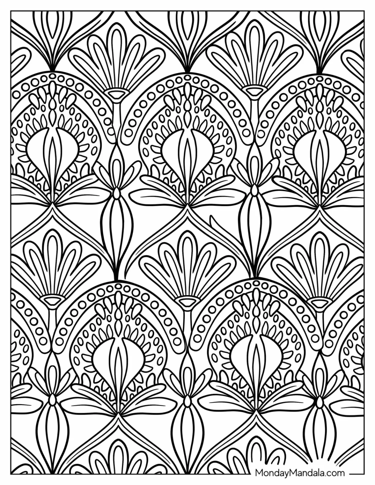 Elegant Dandelion Pattern Coloring Page coloring page