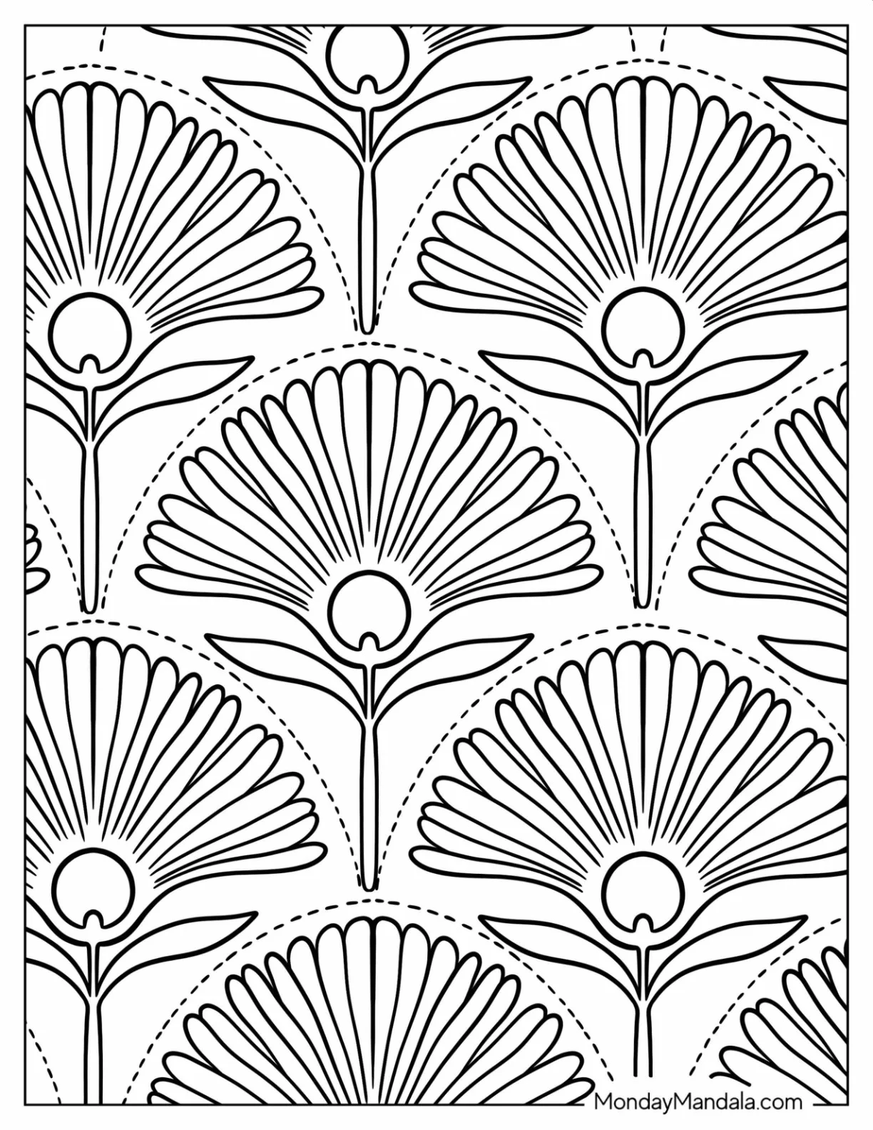 Fan Flower Pattern Coloring Page coloring page