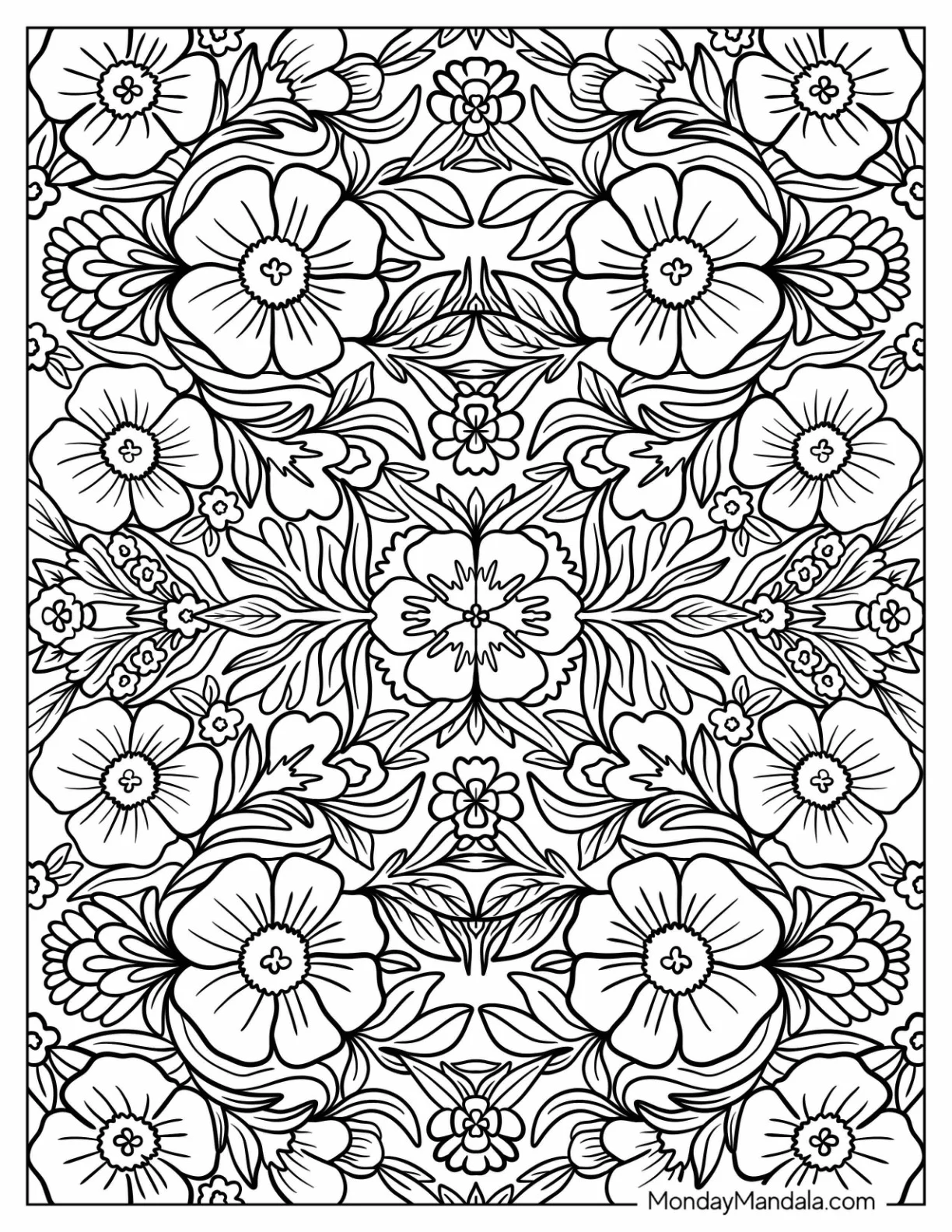 Intricate Hibiscus Pattern Coloring Page coloring page