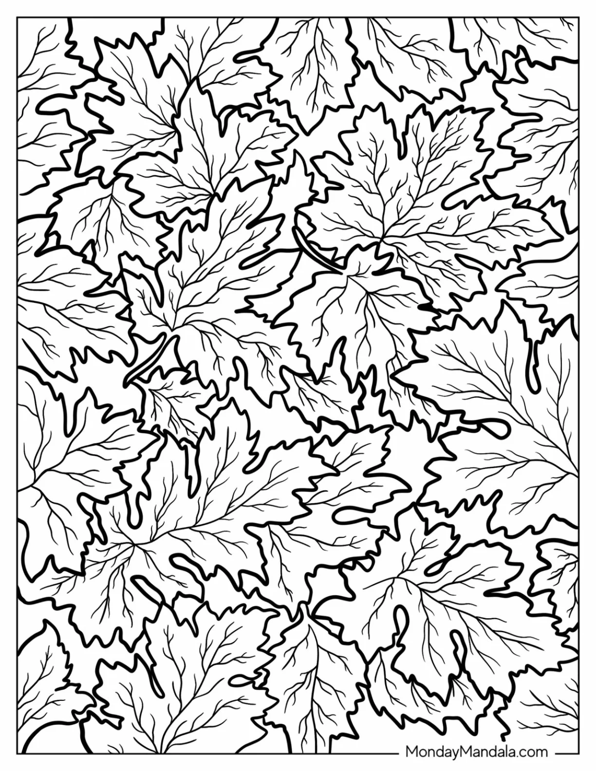Maple Leaves Pattern Coloring Page coloring page
