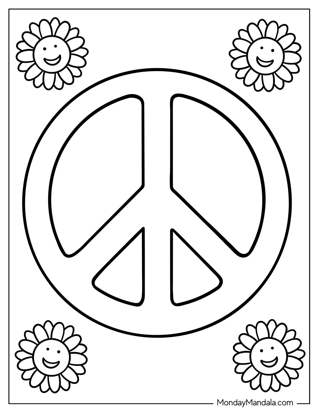 Easy Peace Coloring Page Sign To Color For Kids coloring page