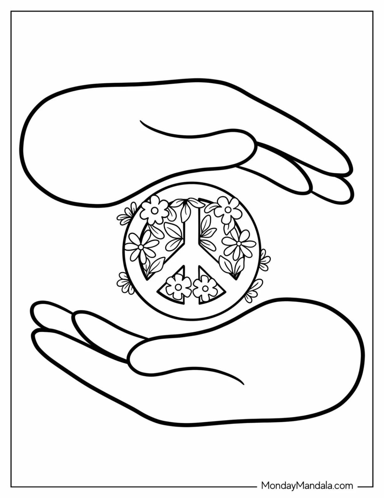 Hands Holding A Peace Coloring Page coloring page