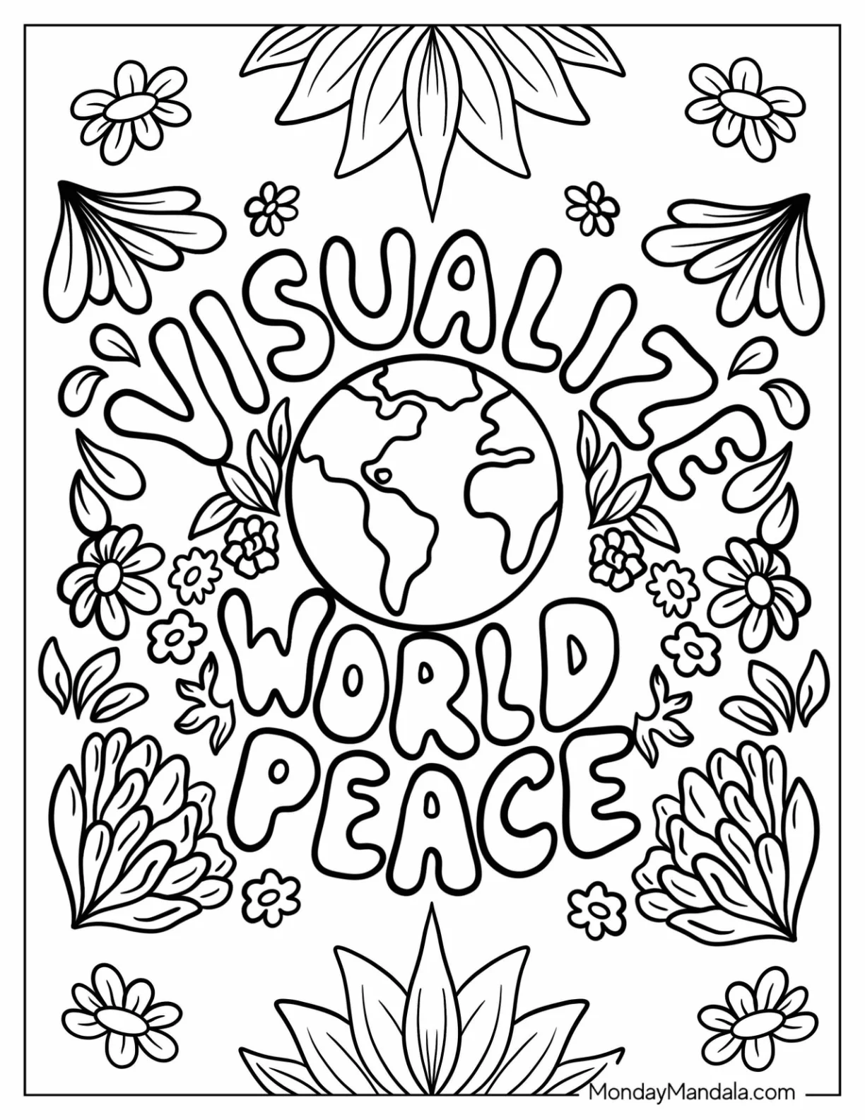 Hippie Visualize World Peace Coloring Page coloring page