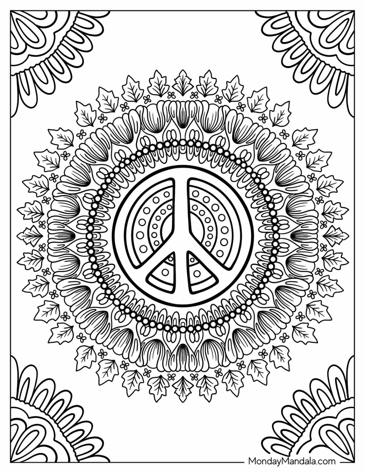 Intricate Peace Coloring Page Mandala coloring page