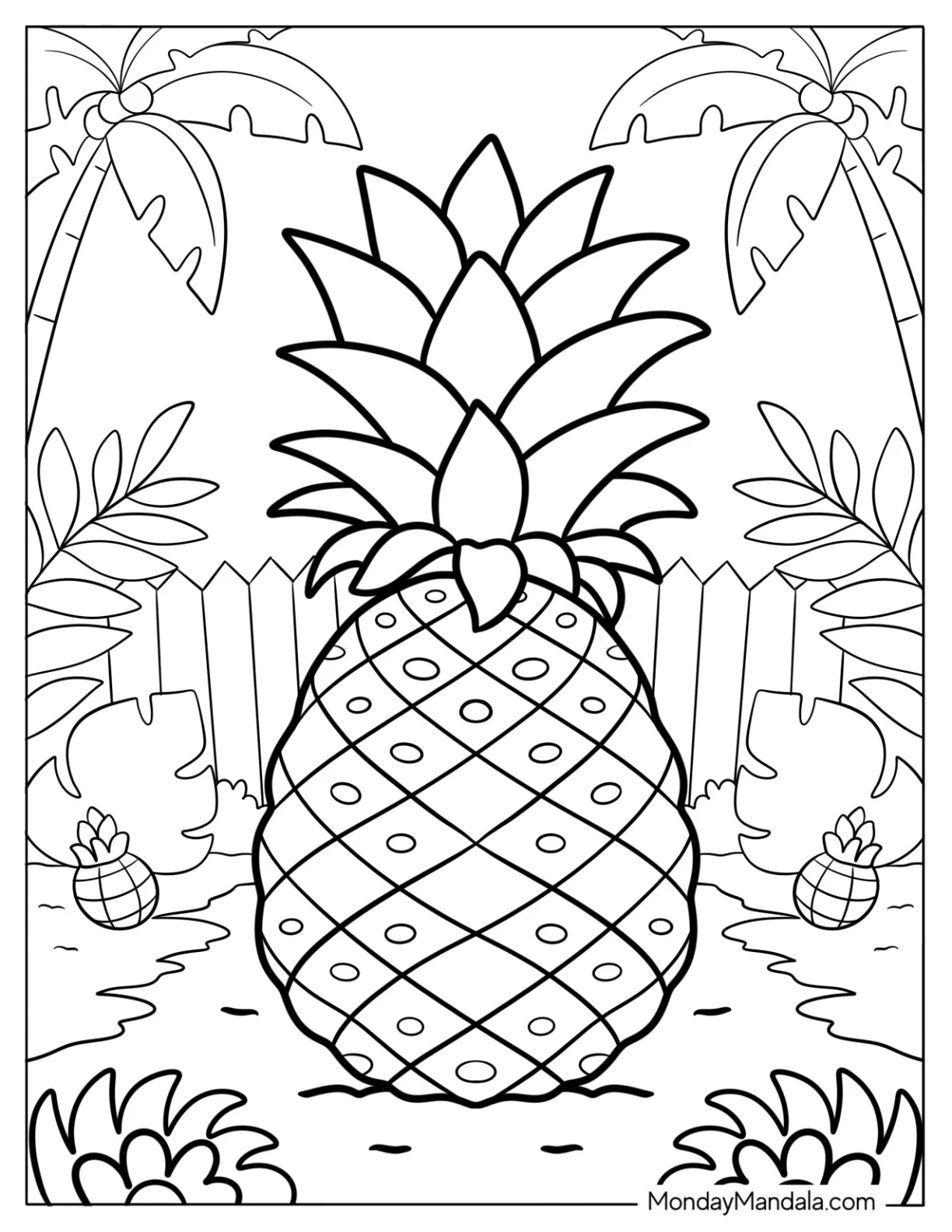 Big Juicy Pineapple Coloring Page In Backyard Paradise coloring page
