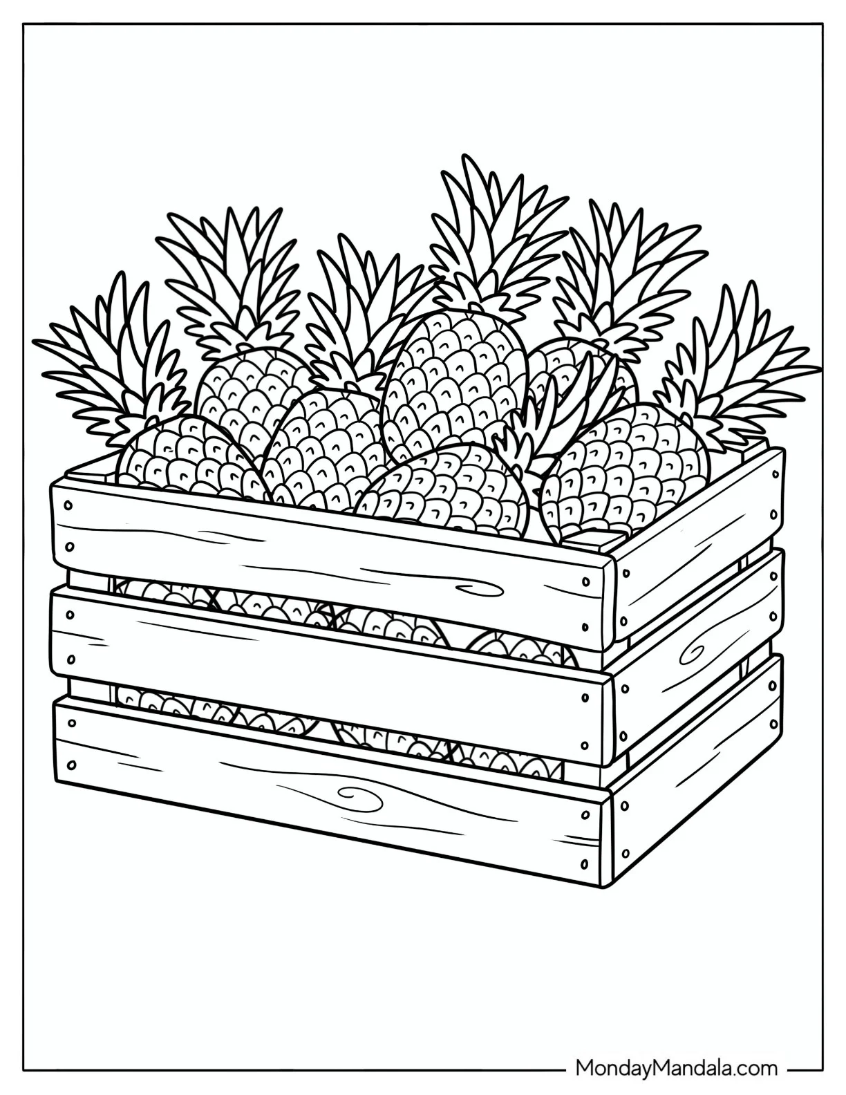 Crate Full of Pineapples Coloring Page coloring page