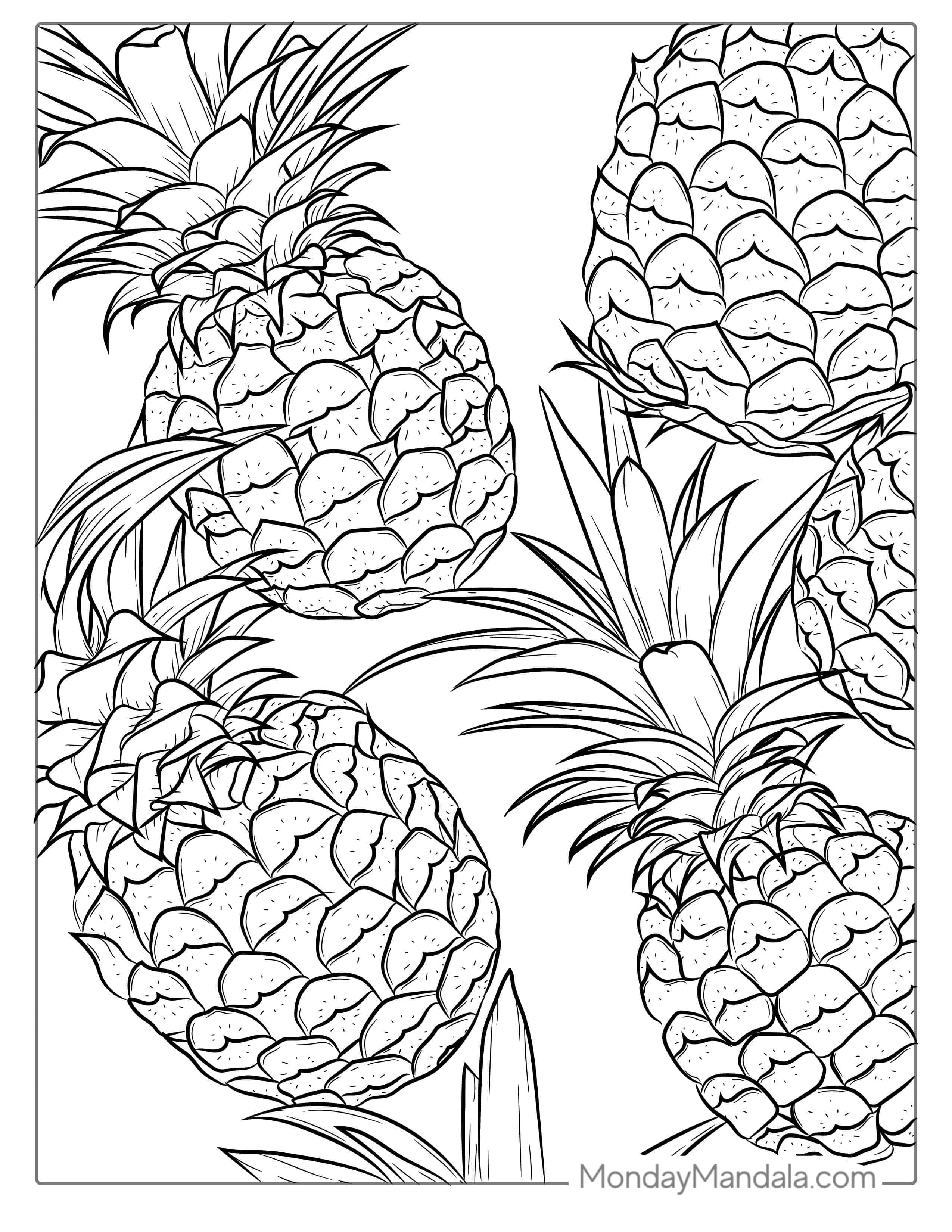 Juicy Pineapple Coloring Sheet coloring page