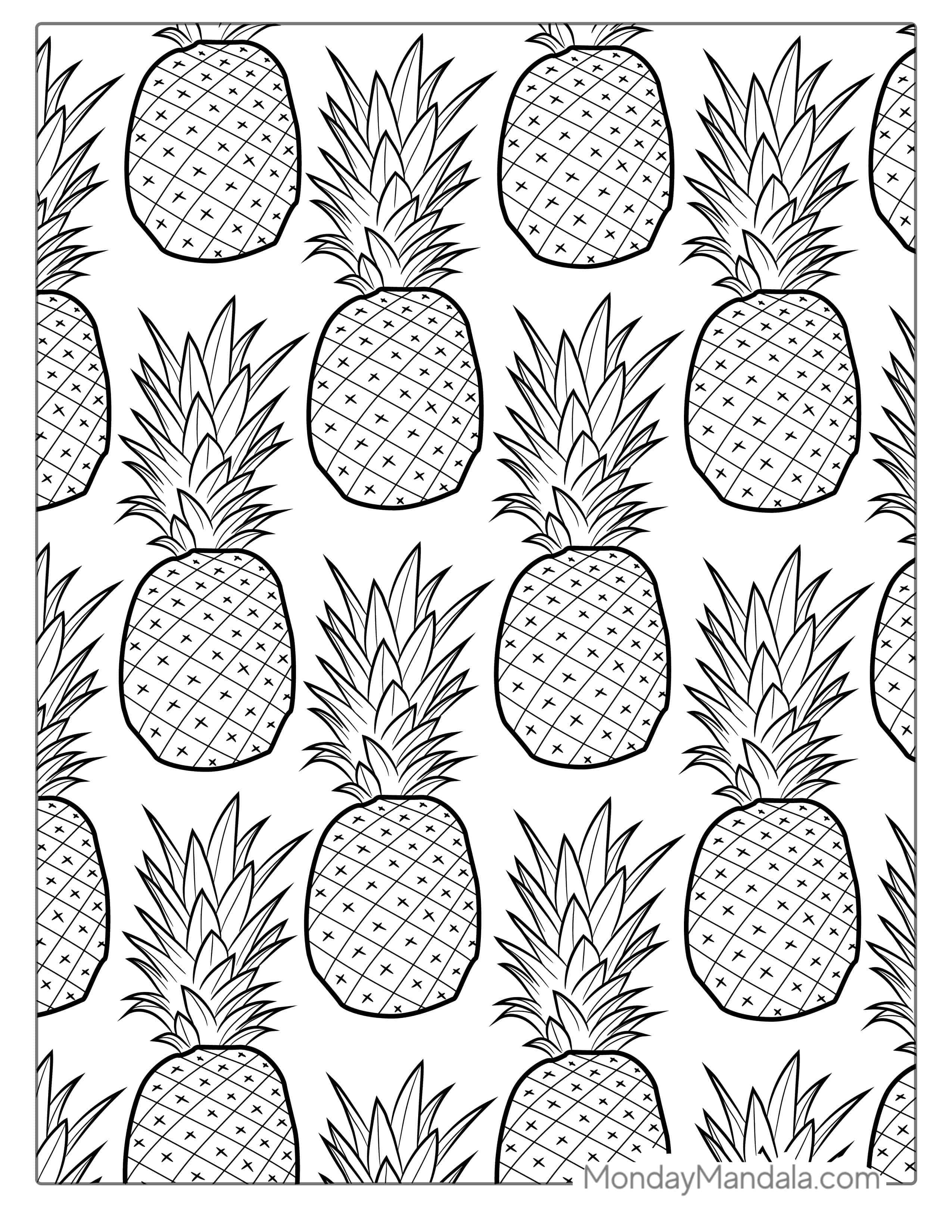 Pineapple Coloring Page For Adults coloring page