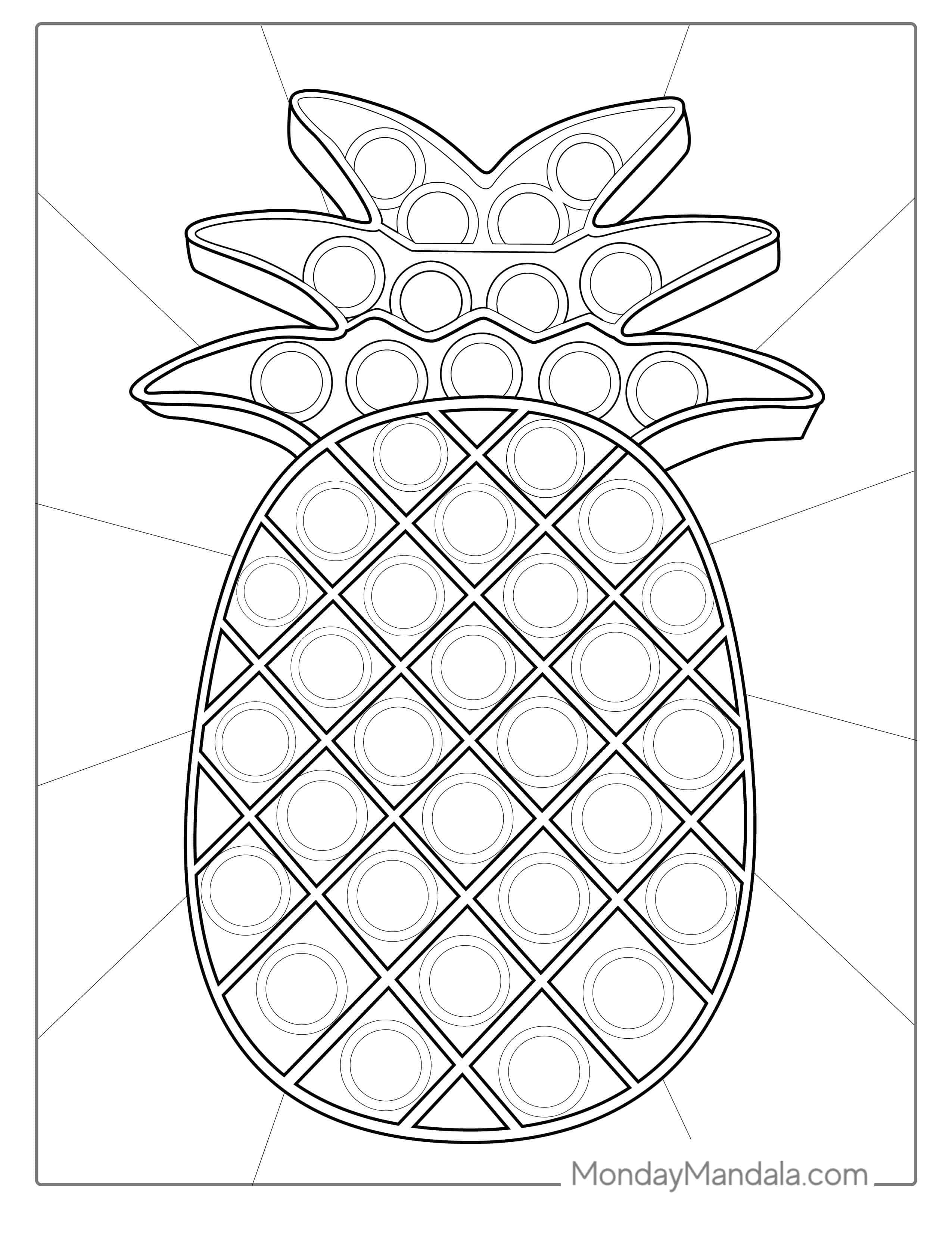 Pineapple Pop It To Color For Kids coloring page