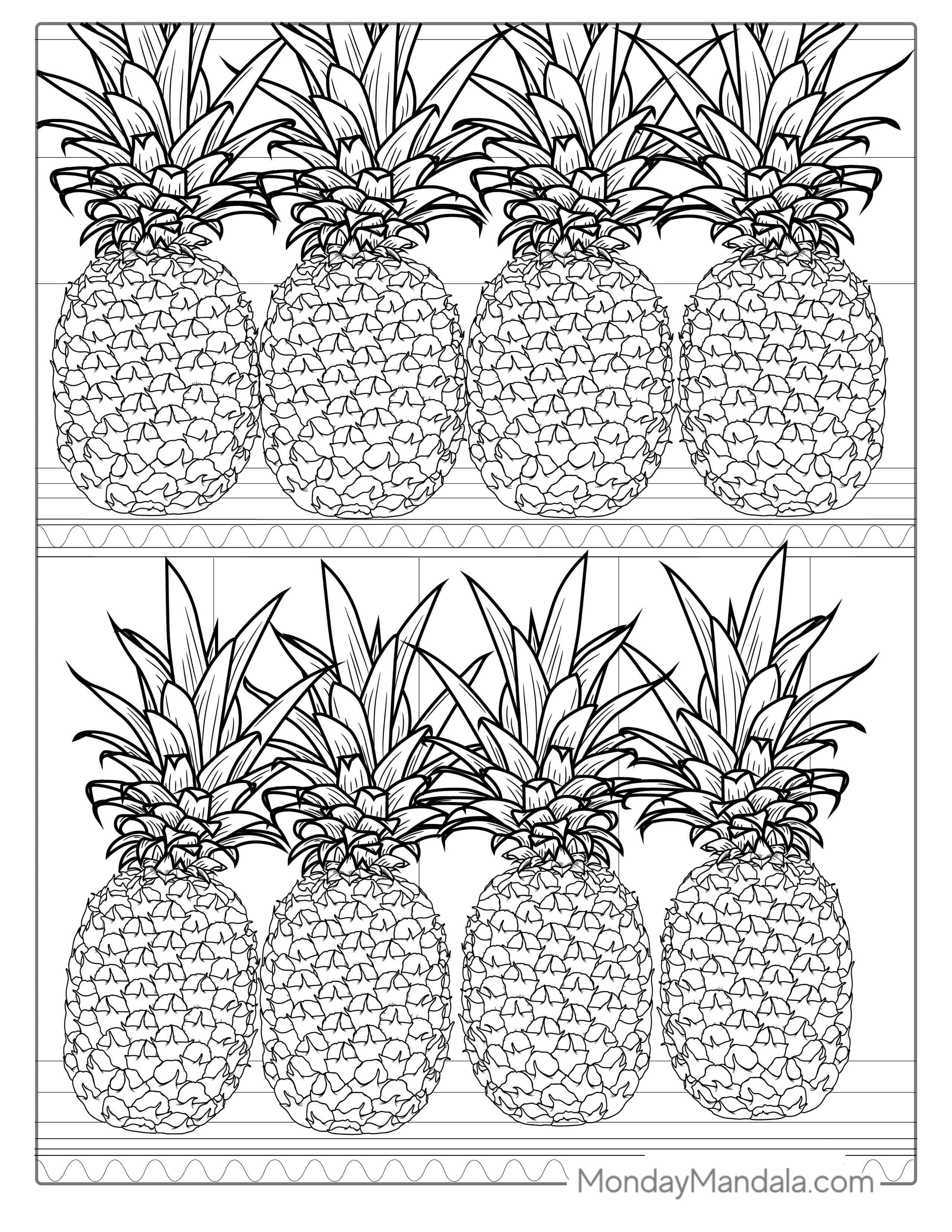 Pineapples Sitting On Shelves Coloring coloring page