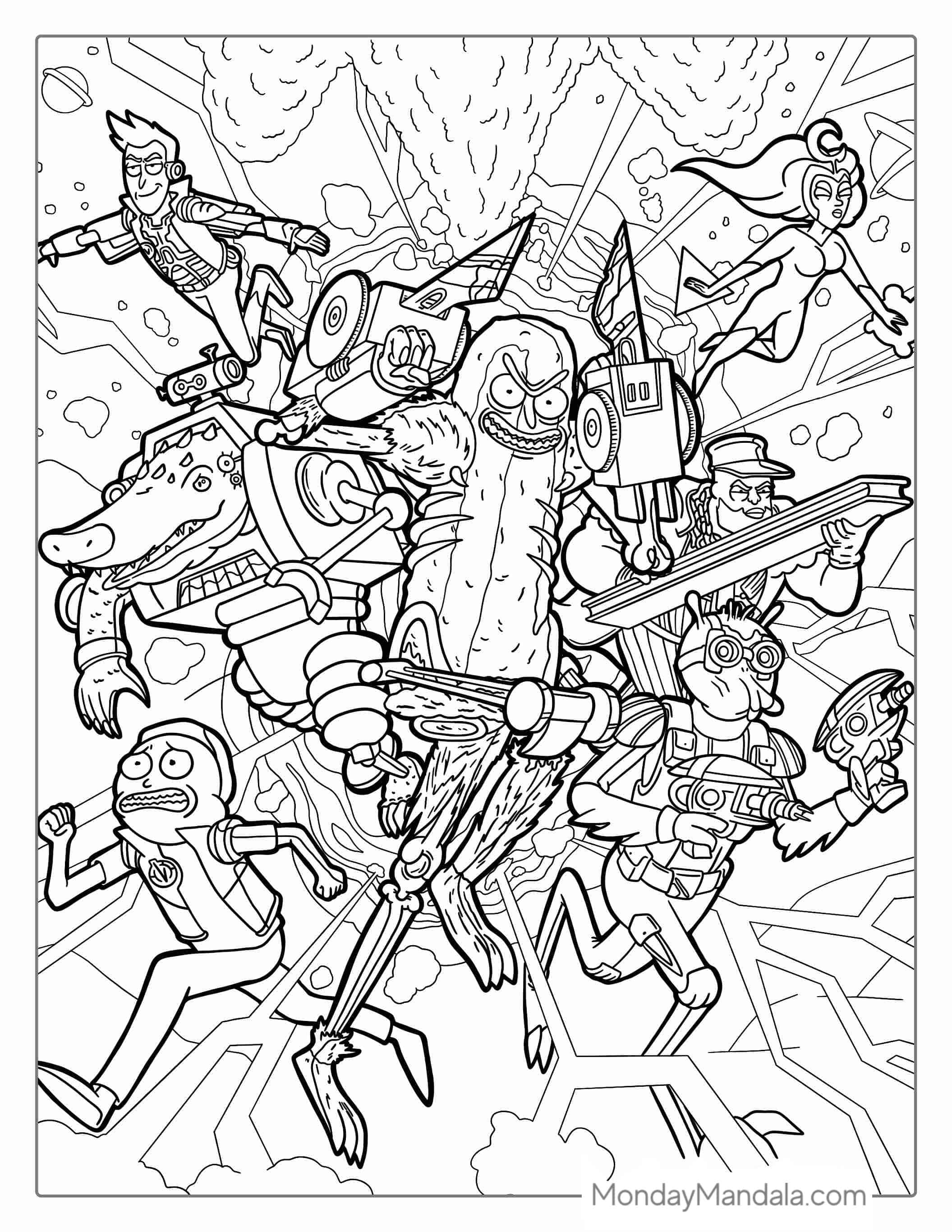 Detailed Rick And Morty Art To Color coloring page