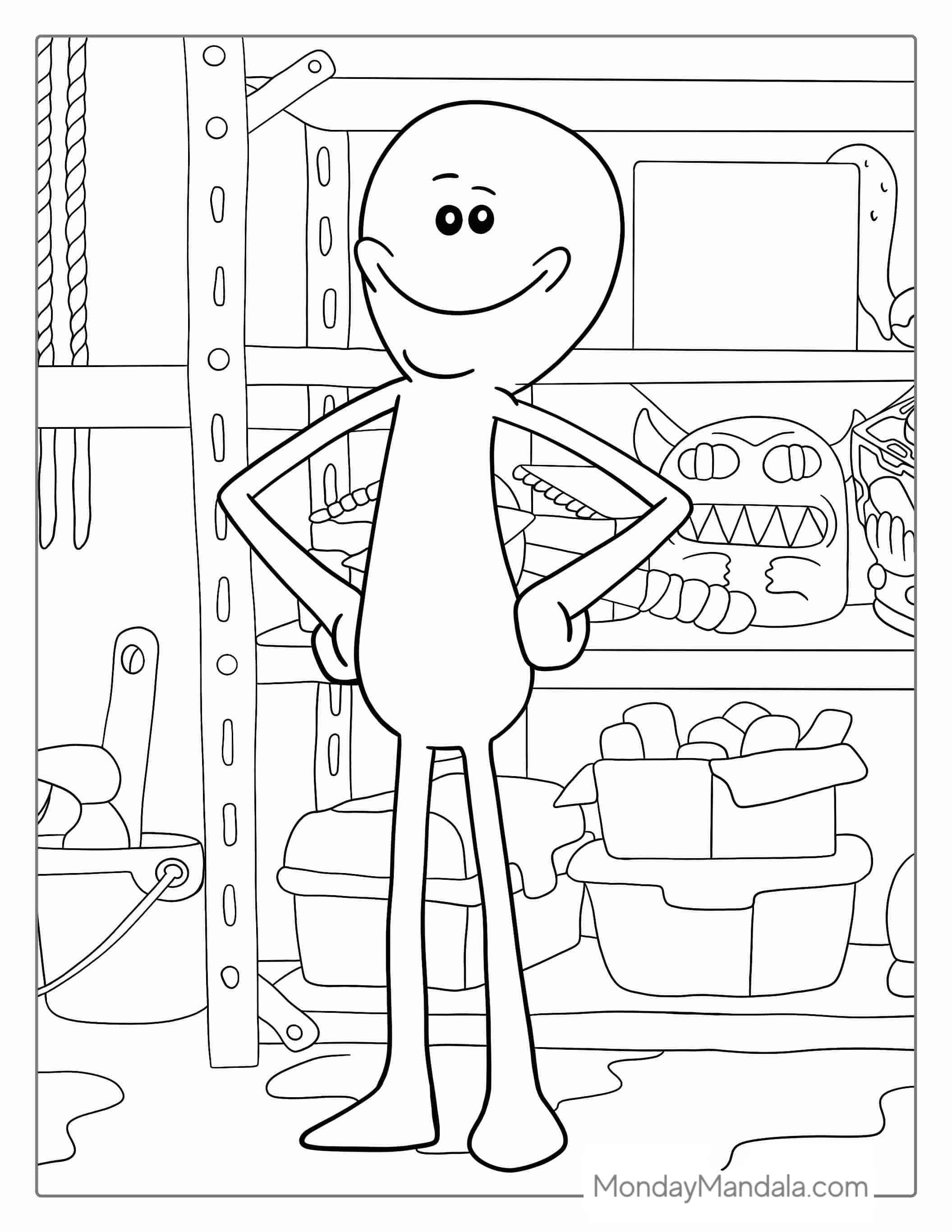 Mr. Meeseeks Coloring Page coloring page — printable line art
