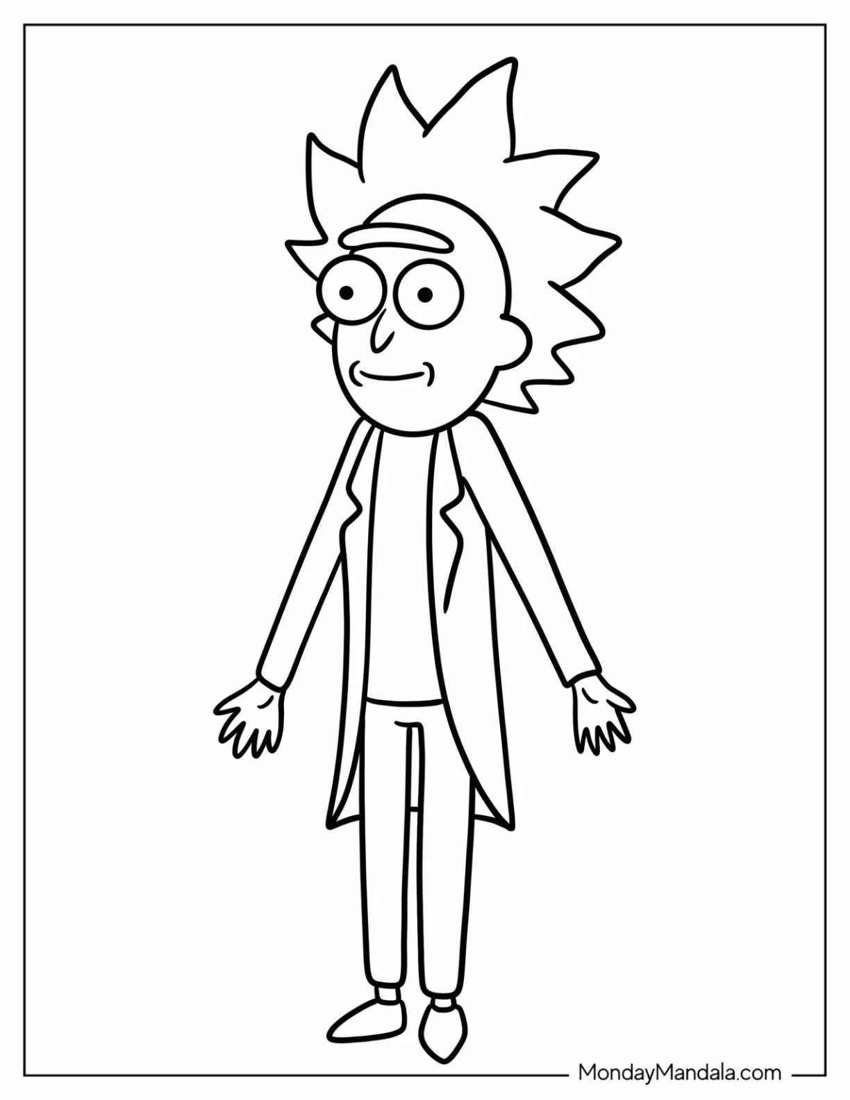 Rick and Morty Coloring Page Of Easy Rick Sanchez Outline For Preschoolers coloring page