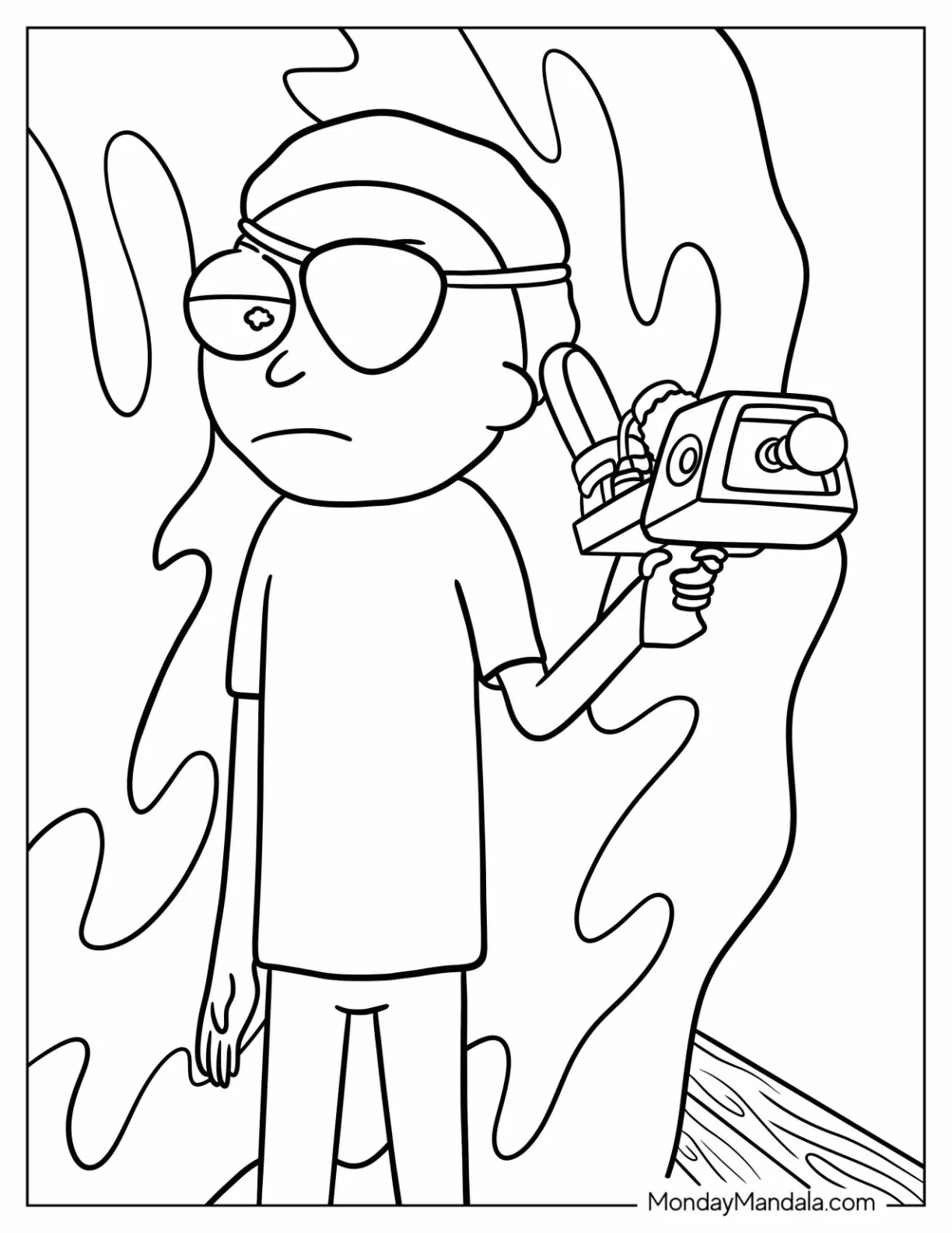 Rick and Morty Coloring Page Of Evil Morty with Eye Patch For Kids coloring page