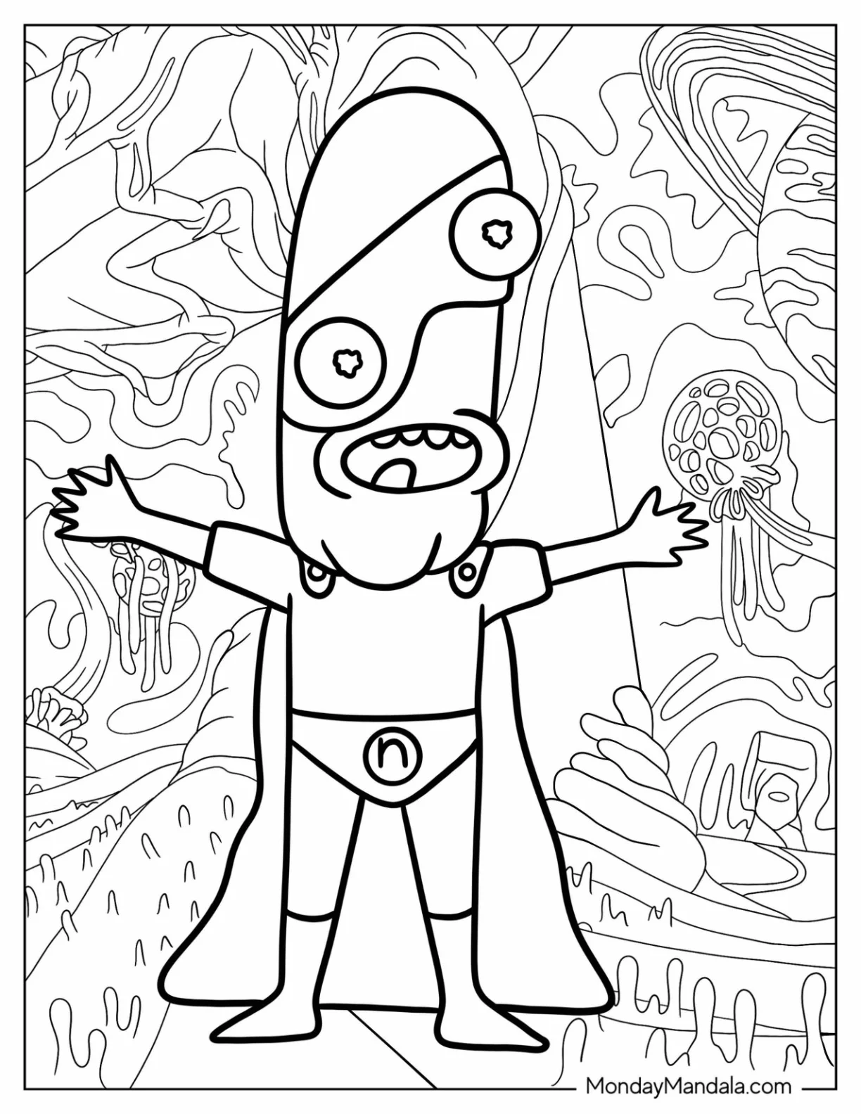Rick and Morty Coloring Page Of Fun Noob Noob from Rick and Morty For Kids coloring page