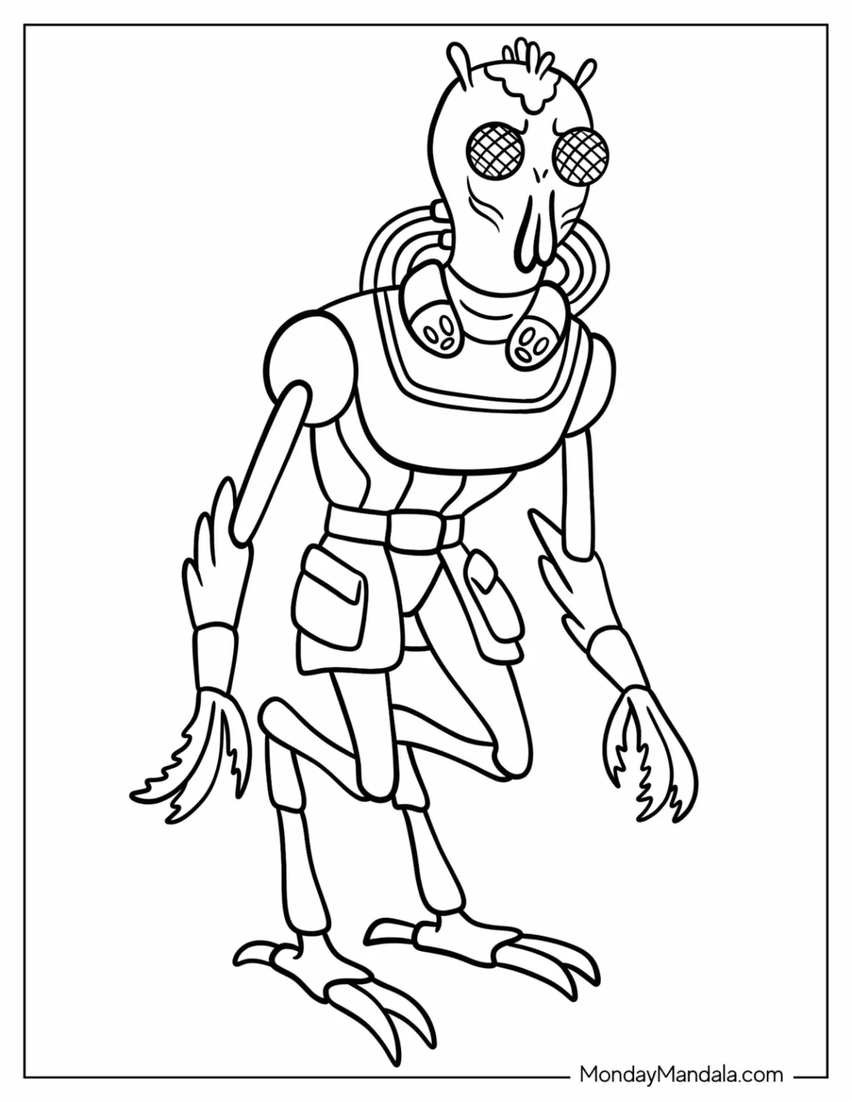 Rick and Morty Coloring Page Of Krombopulos Michael Alien Assassin coloring page